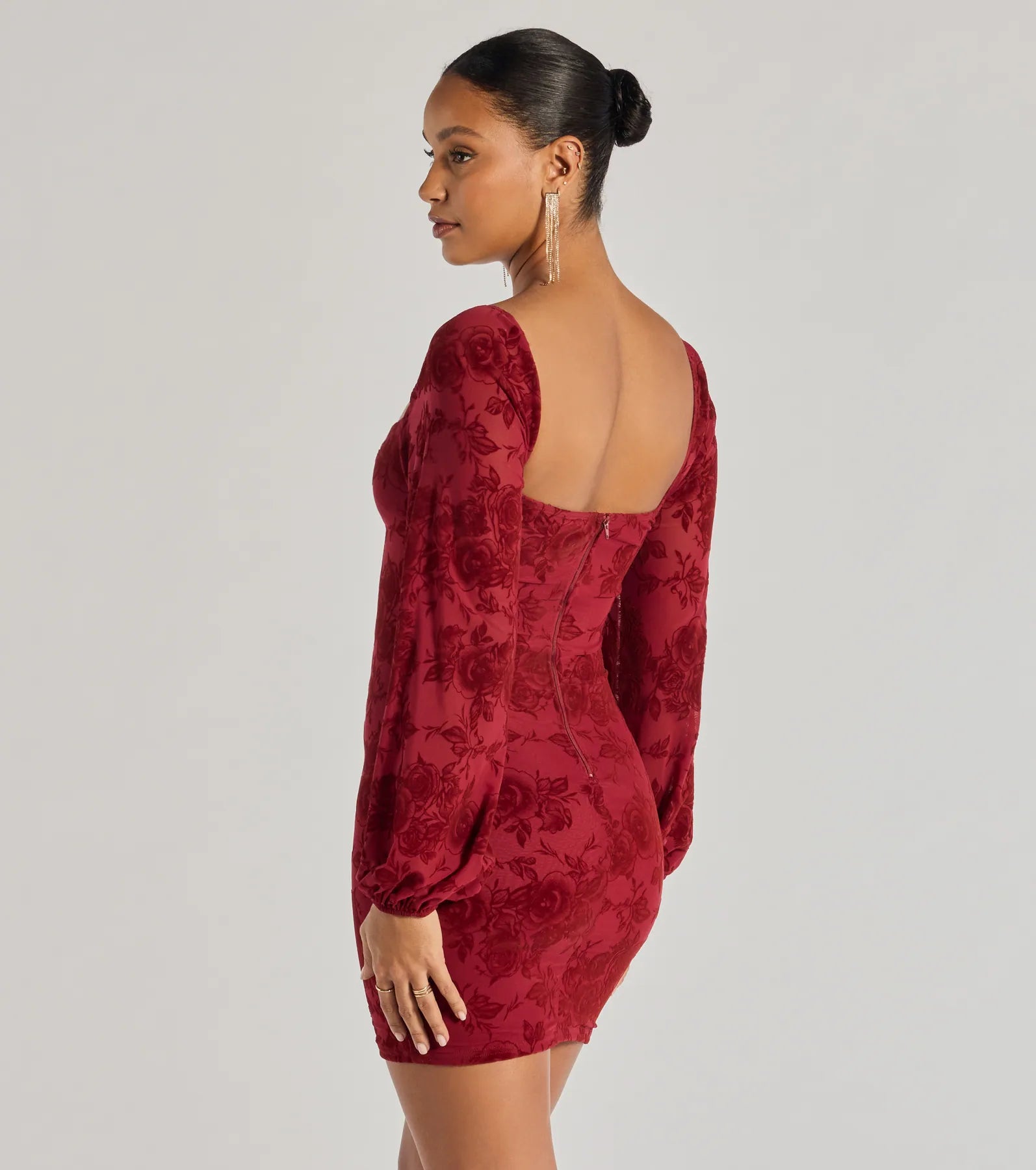 Windsor Blooming Beauty Floral Burnout Long Sleeve Mini Dress - view 2
