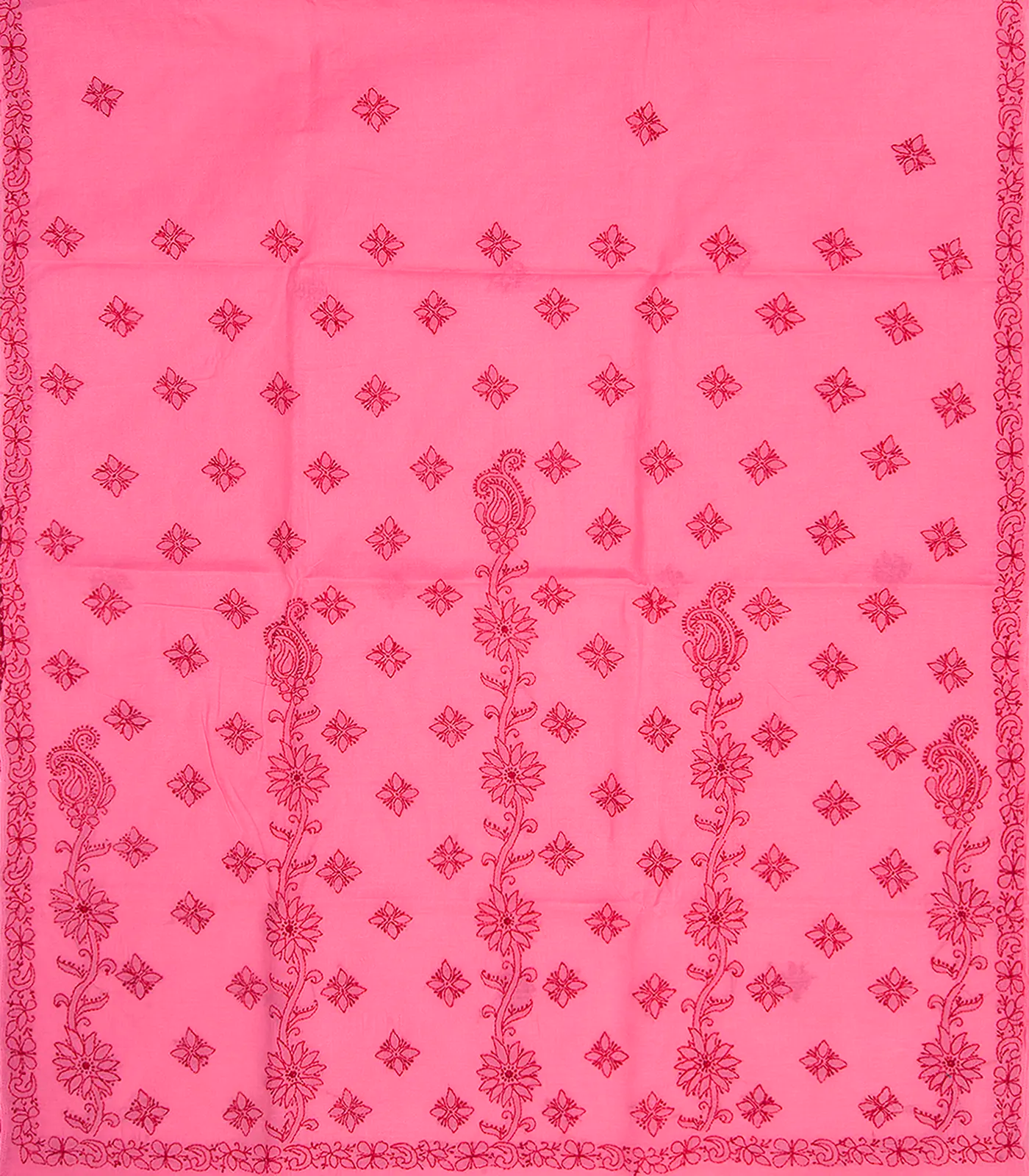 RmKV Dark peach Chikankari Embroidered Cotton Saree With Floral Motifs-Dark Peach - view 2