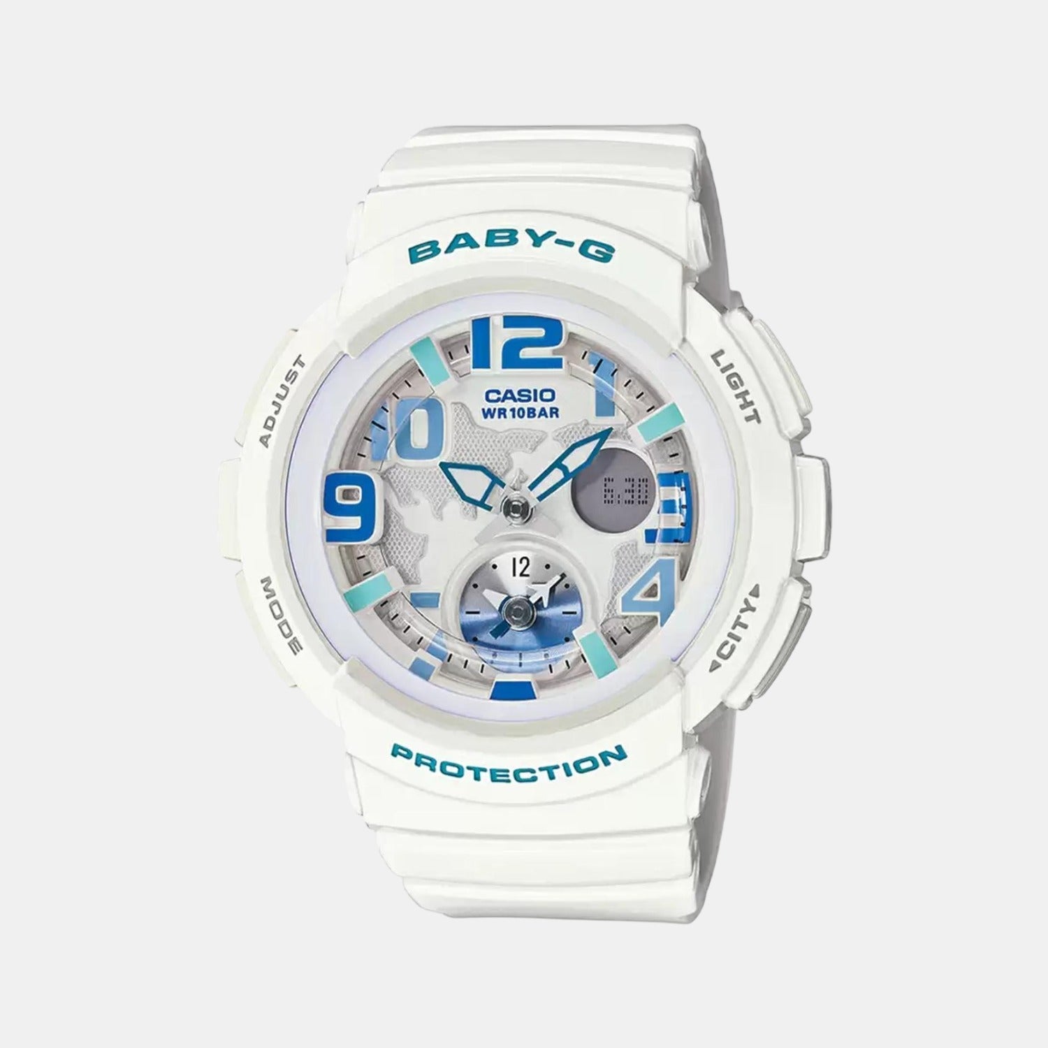 Casio Baby-G Women Quartz Two Tone Dial Analog-Digital Leather Watch B158
