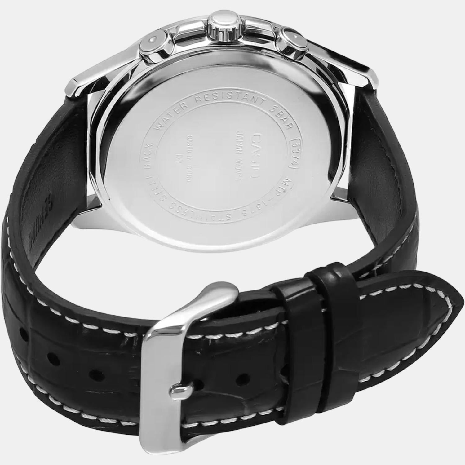 Casio Enticer Men Quartz Black Dial Chronograph Leather Watch A838 - view 4