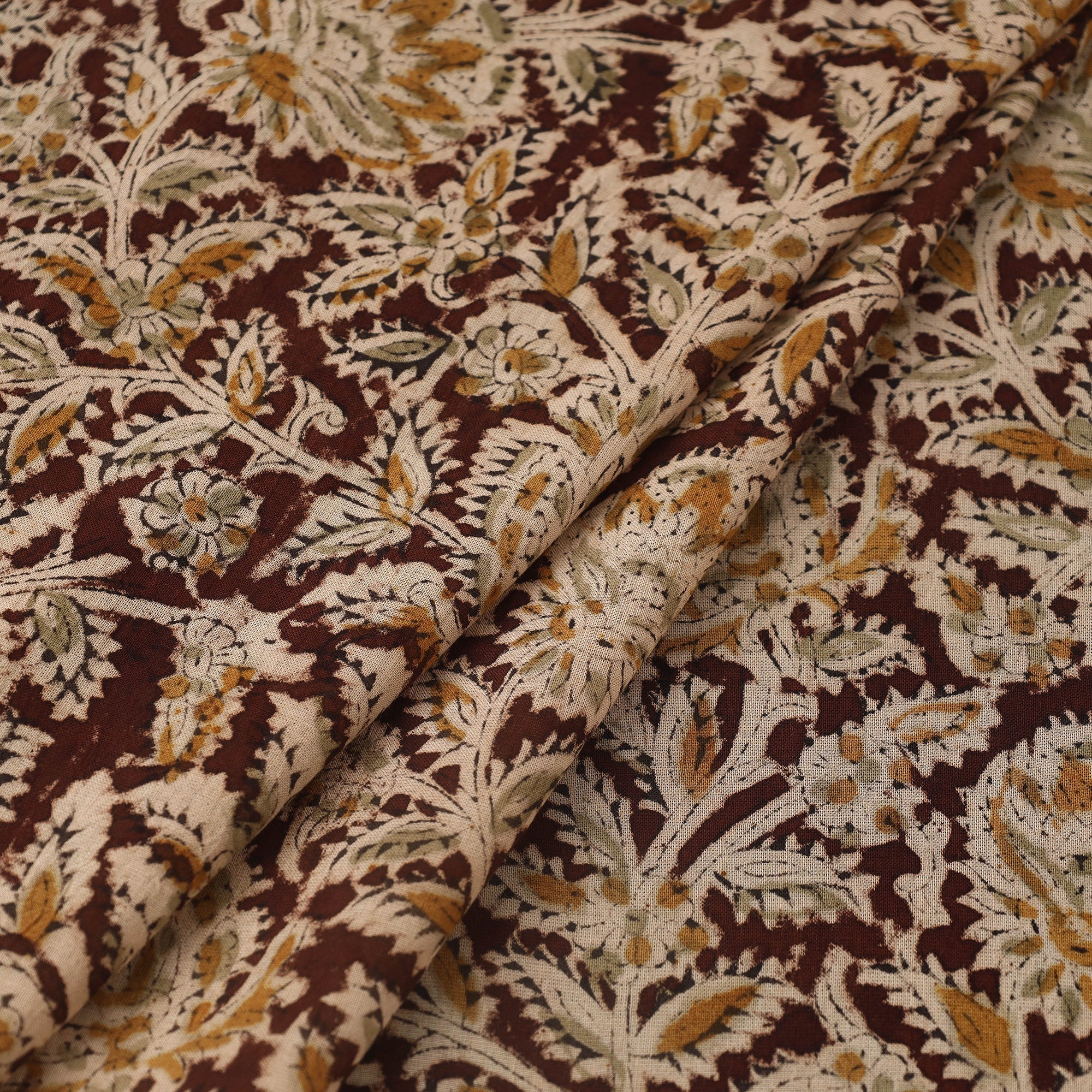 VENKATA BHANU KALAMKARI PEDANA Brown - Pedana Hand Block Print Mul Cotton Kalamkari Fabric 06 - view 2