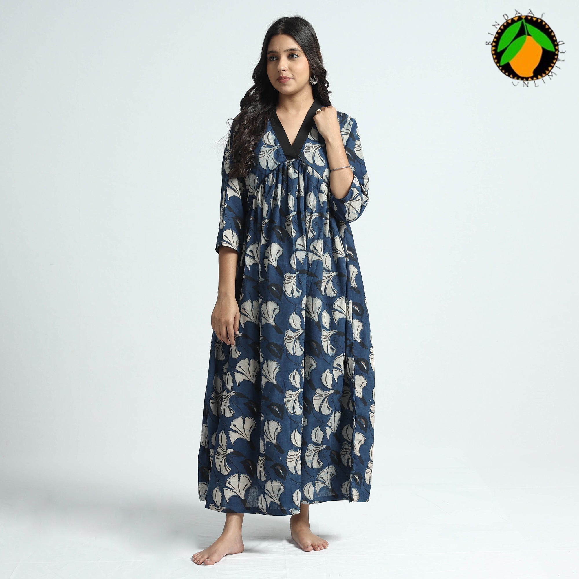 ITOKRI CASUALS Blue - Bindaas Art Block Printed Cotton Dress