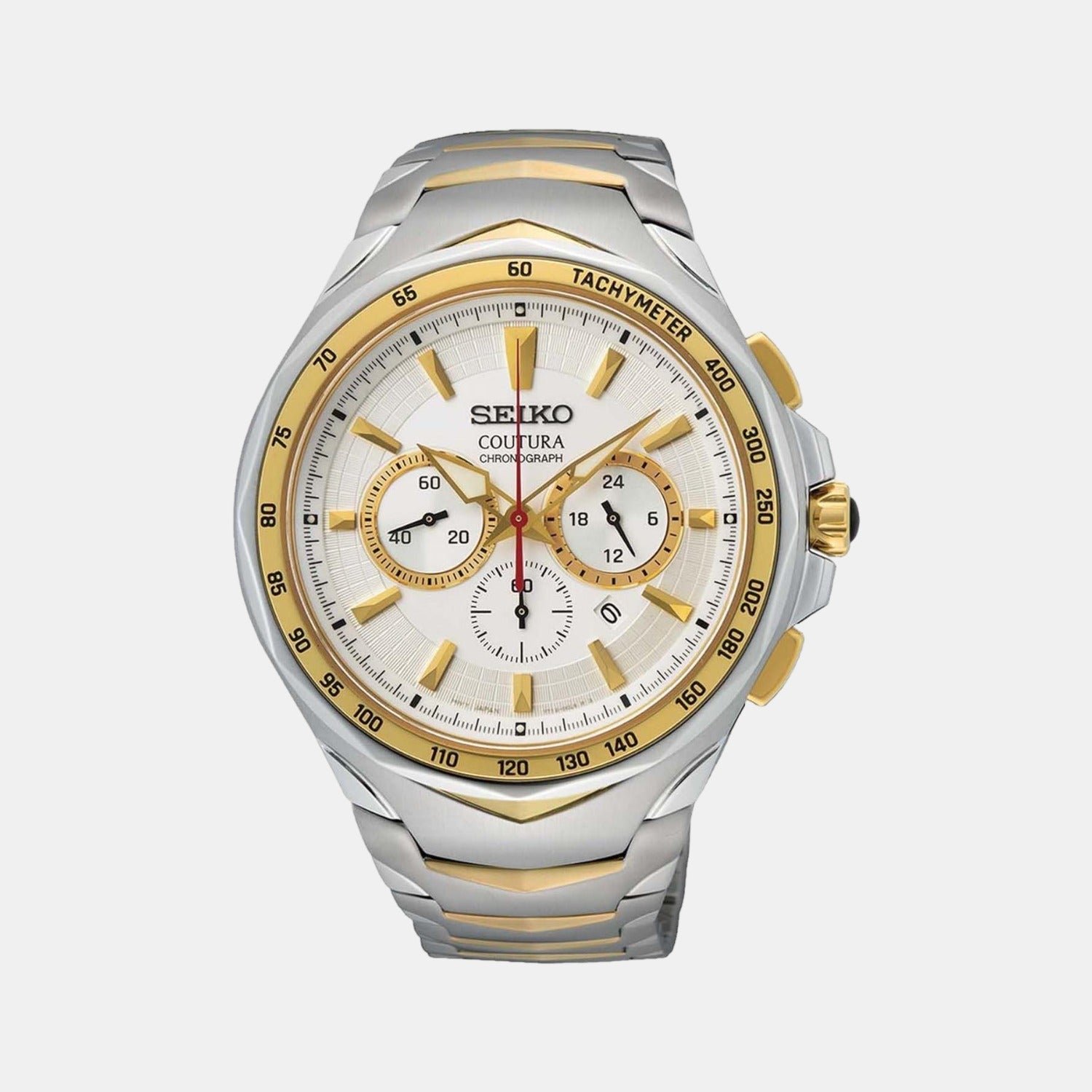 Seiko Coutura Men Quartz White Dial Chronograph Stainless Steel Watch SRWZ24P9