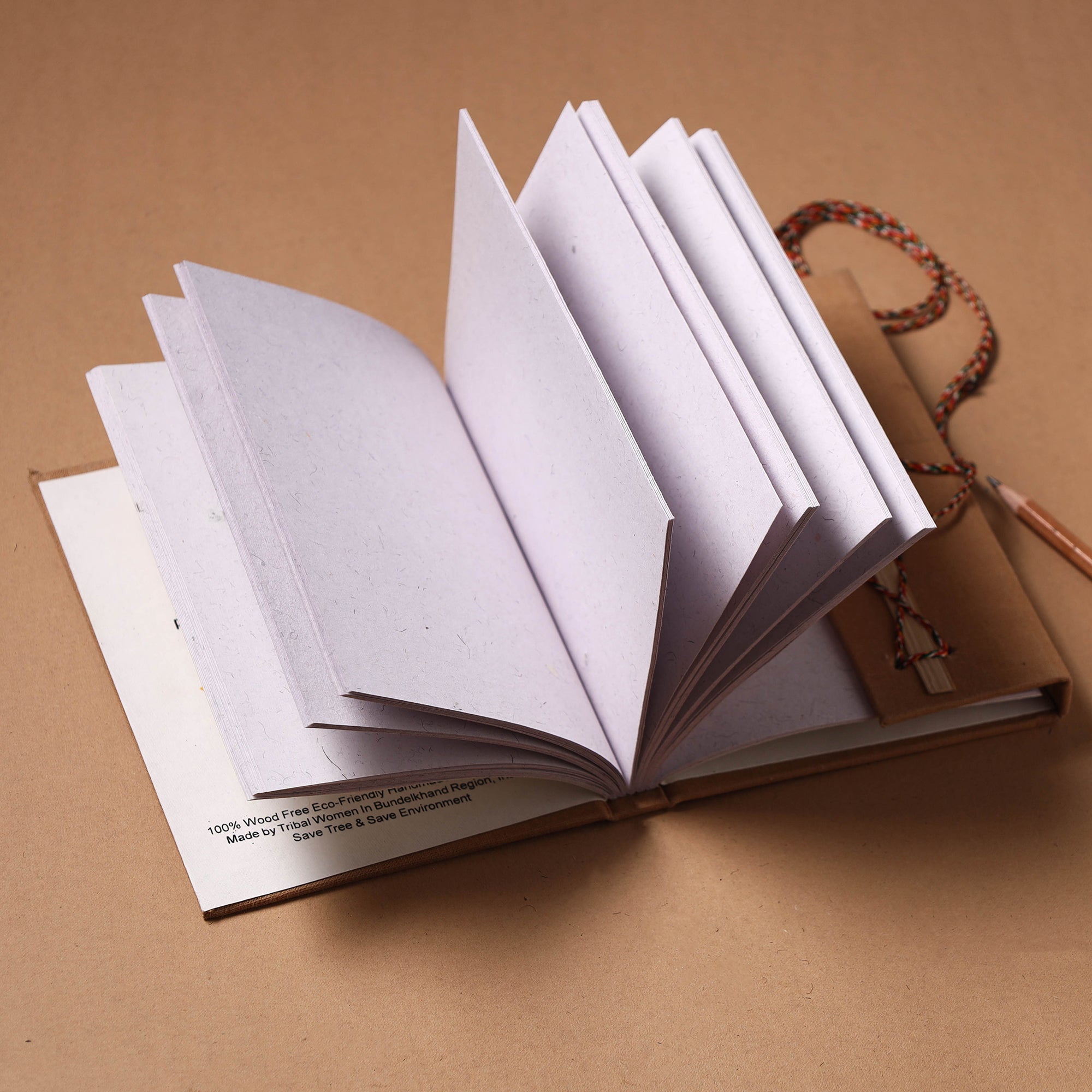 TARAGRAM Brown - Fabric Cover Handmade Paper Notebook with Thread Lock - view 3