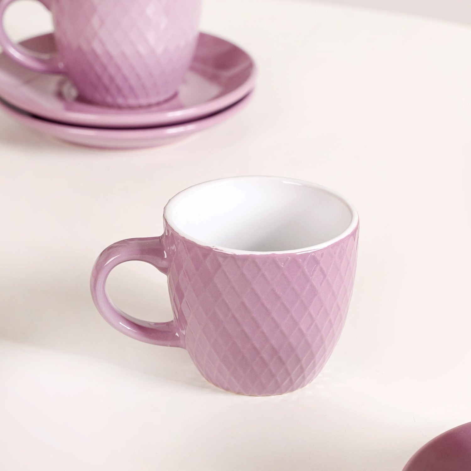 Nestasia Purple Ceramic Tara Tea Cup Set Of 6 With Saucer 225ml - view 8