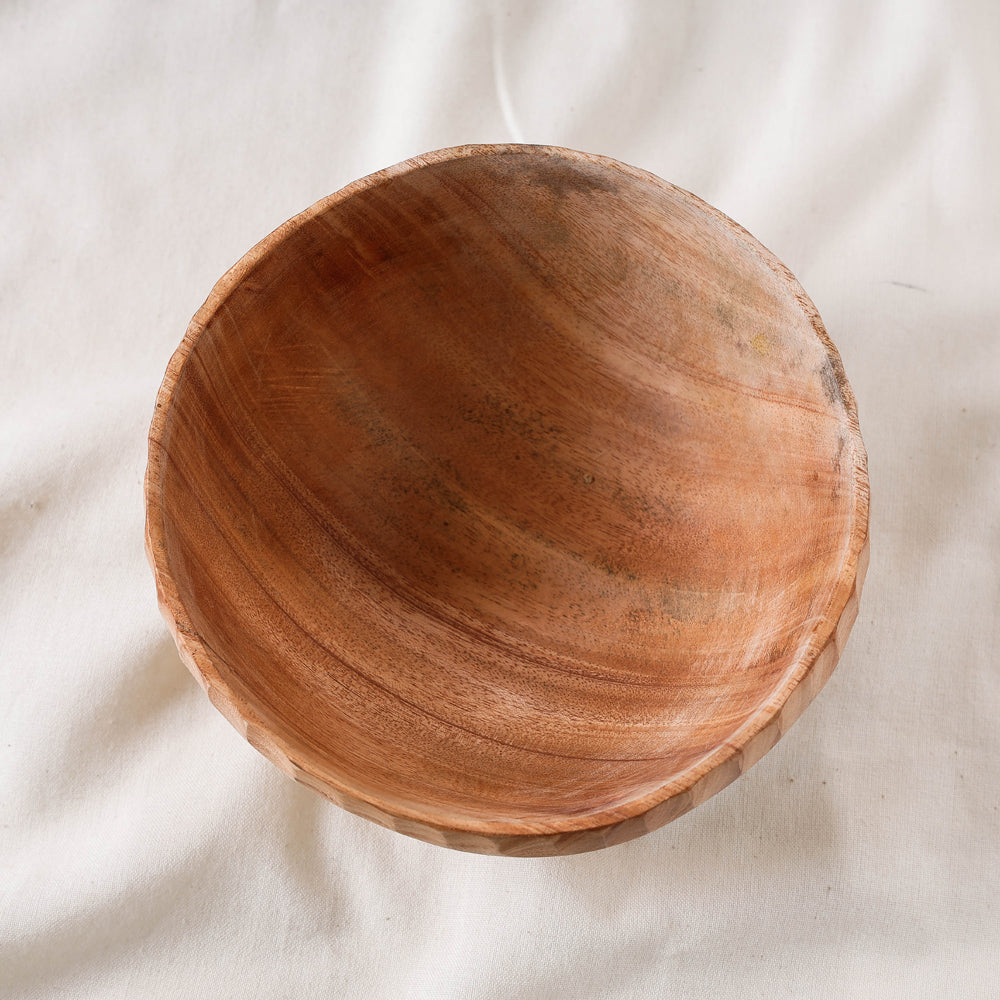 SASHA Brown - Hand Carved Natural Neem Wooden Bowl (Big) (7 x 7 in) - view 2
