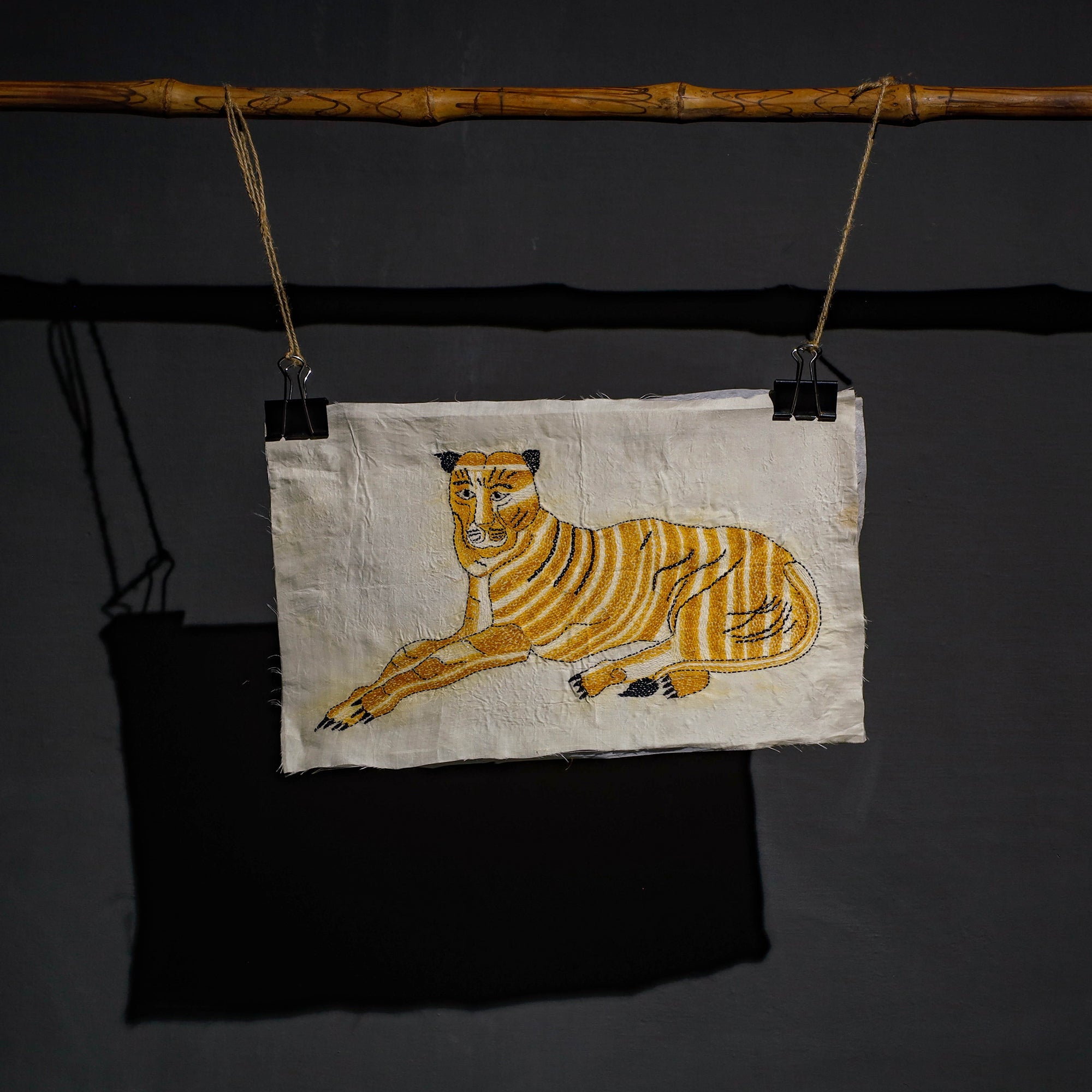 KHUSHBASH - HAPPY LOOM OF EAST Bengal Kantha Hand Embroidery Silk Wall Hanging (11 x 18 in) 07