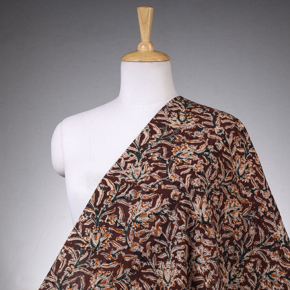 DASTKAR Brown - Kalamkari Block Printing Natural Dyed Cotton Fabric