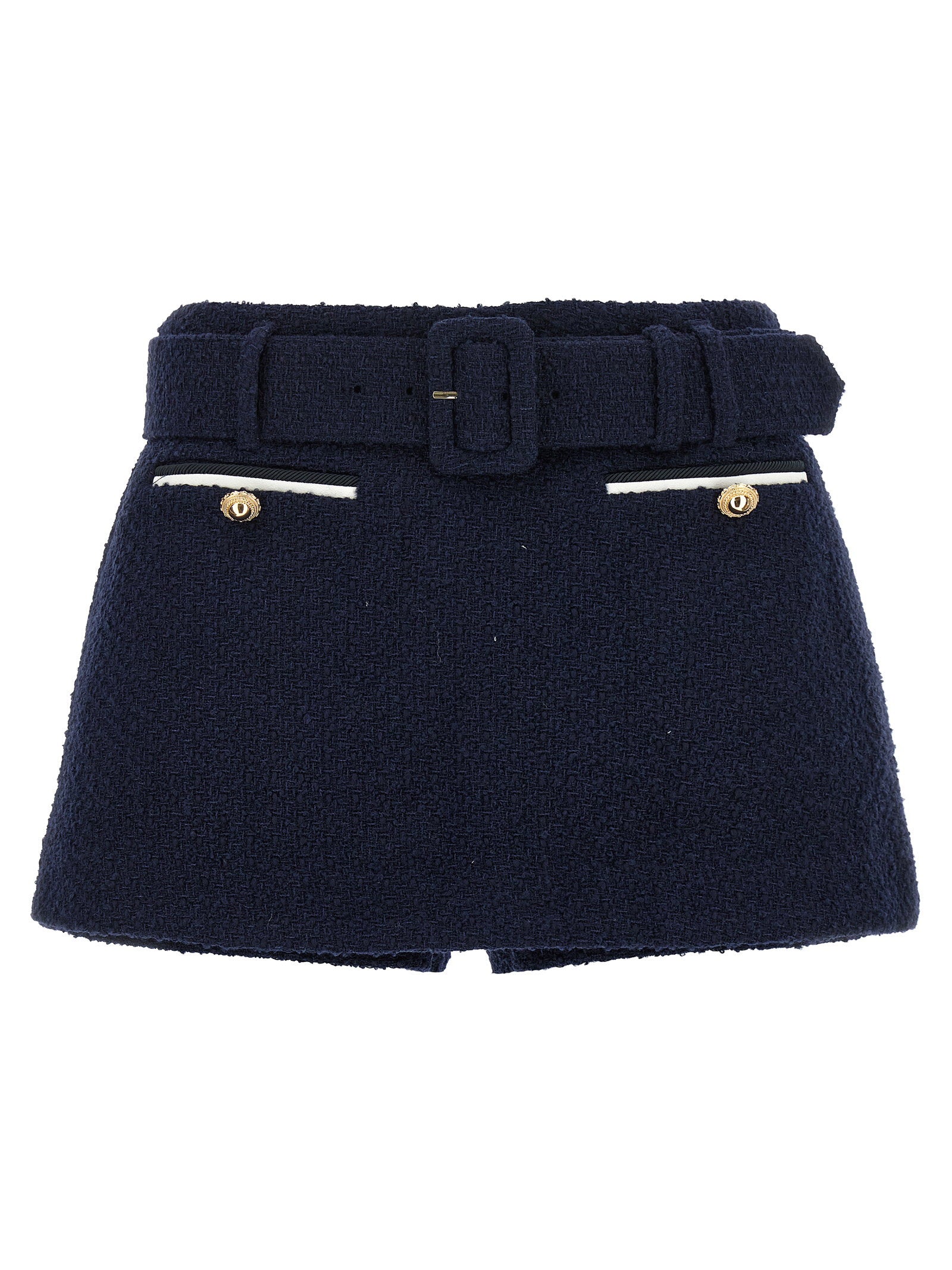 Self-Portrait Bouclé Wool Skort