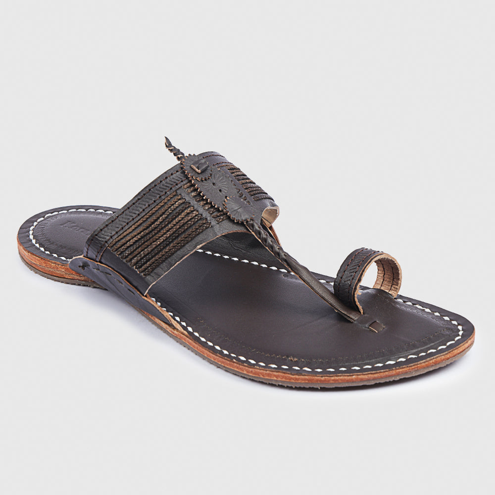 KORAKARI Brown Handstitched Leather Kolhapuri Men Slipper - view 3