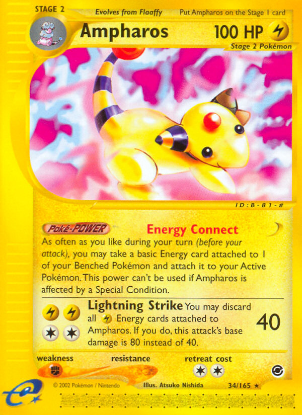 Rare ecard1-34 reverse – Pokémon Ampharos - 34/165 - Rare [ecard1-34] [Reverse Holo] - Ampharos - 34/165 - Rare