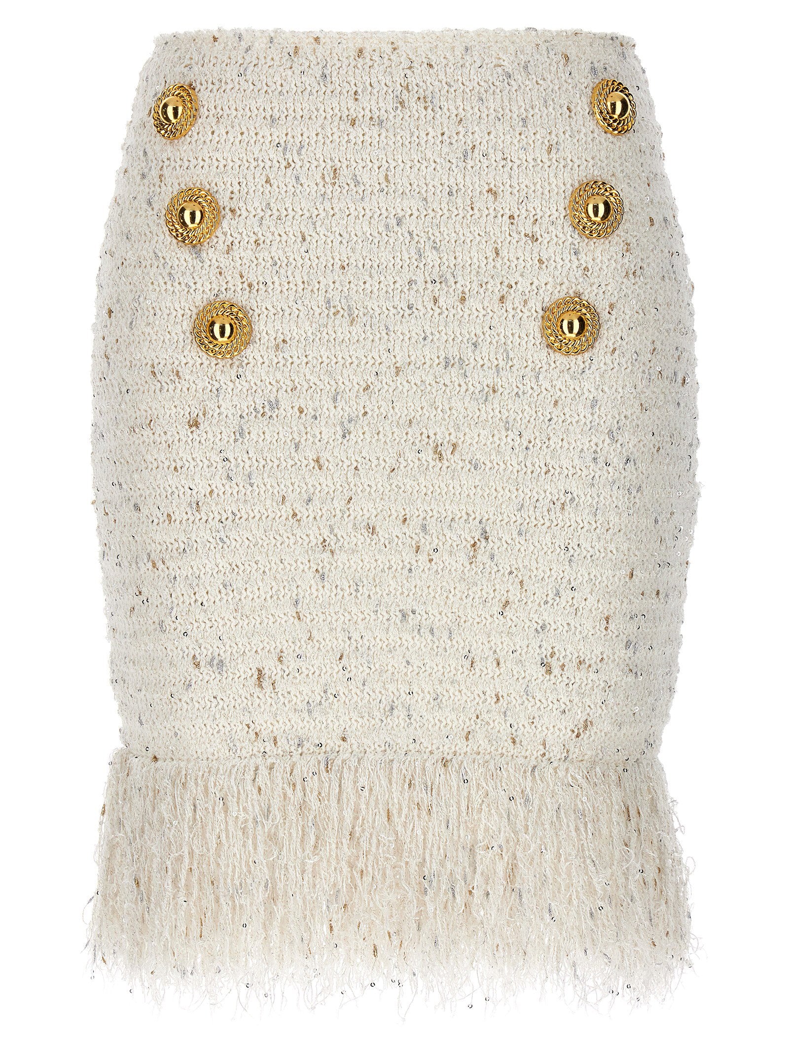 Balmain Fringed Tweed Skirt