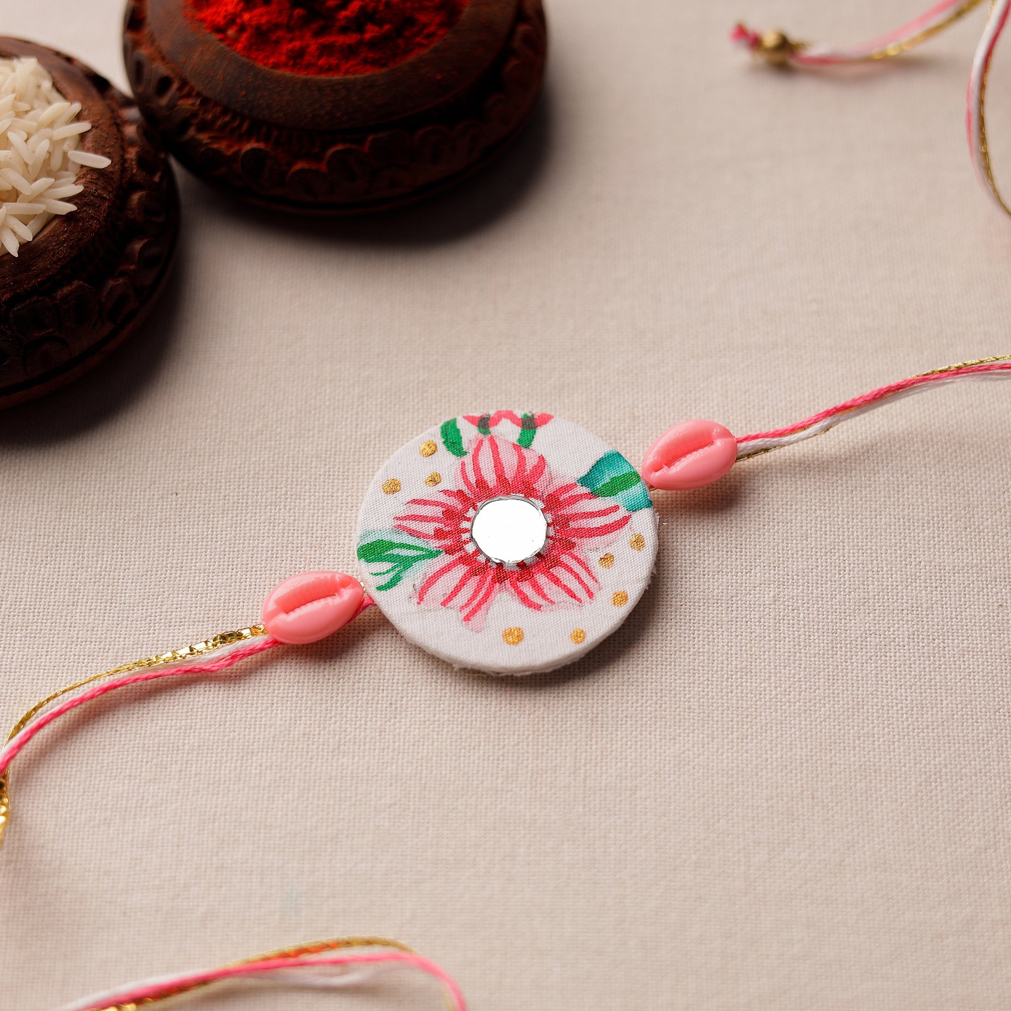 KHUSHBASH - HAPPY LOOM OF EAST Bishnupur Handpainted Fabric Rakhi 08