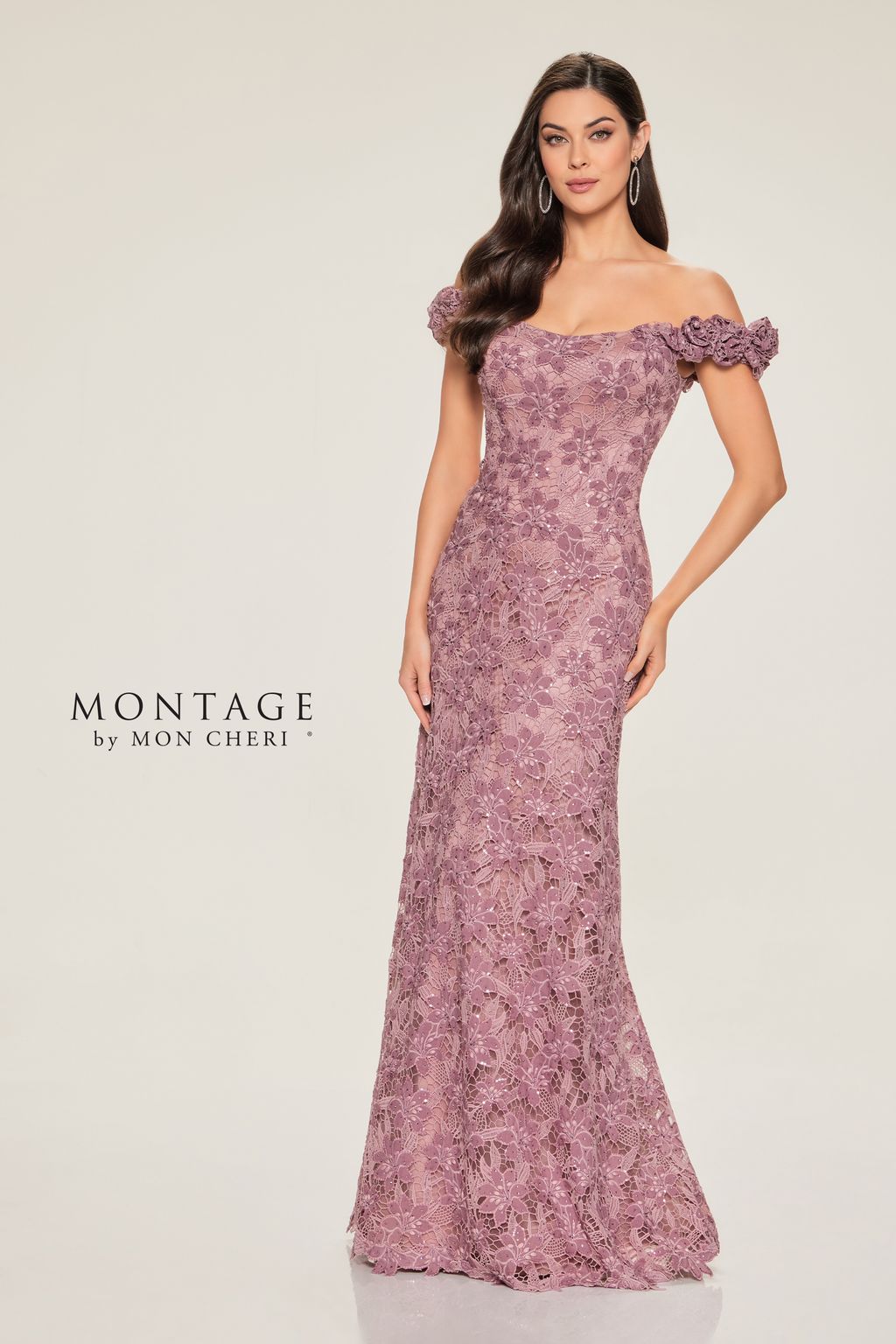 Montage M854 A Line Sequin Long Formal Dress – Rose