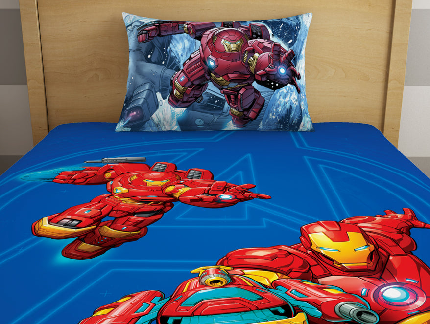 Spaces India Character Indigo Bunting - Blue 100% Cotton Single Bedsheet - Marvel Iron Man By Spaces - view 4