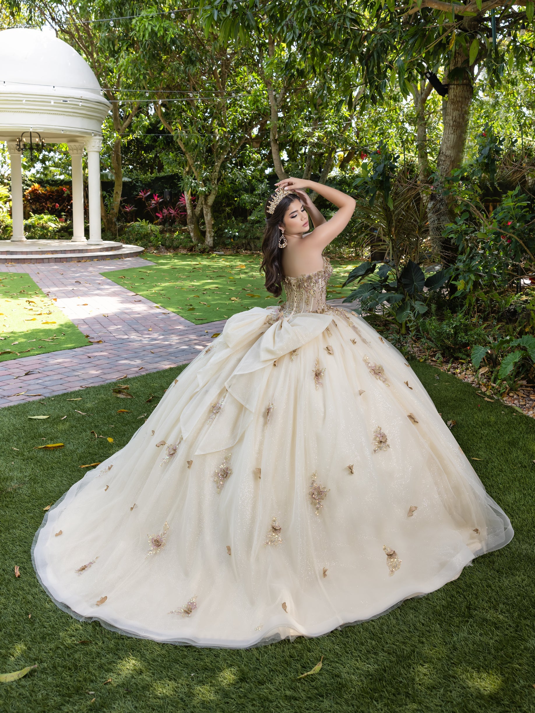 House of Wu Fiesta Gowns 3D Floral Strapless Ball Gown by LizLuo Fiesta 56525 - view 2