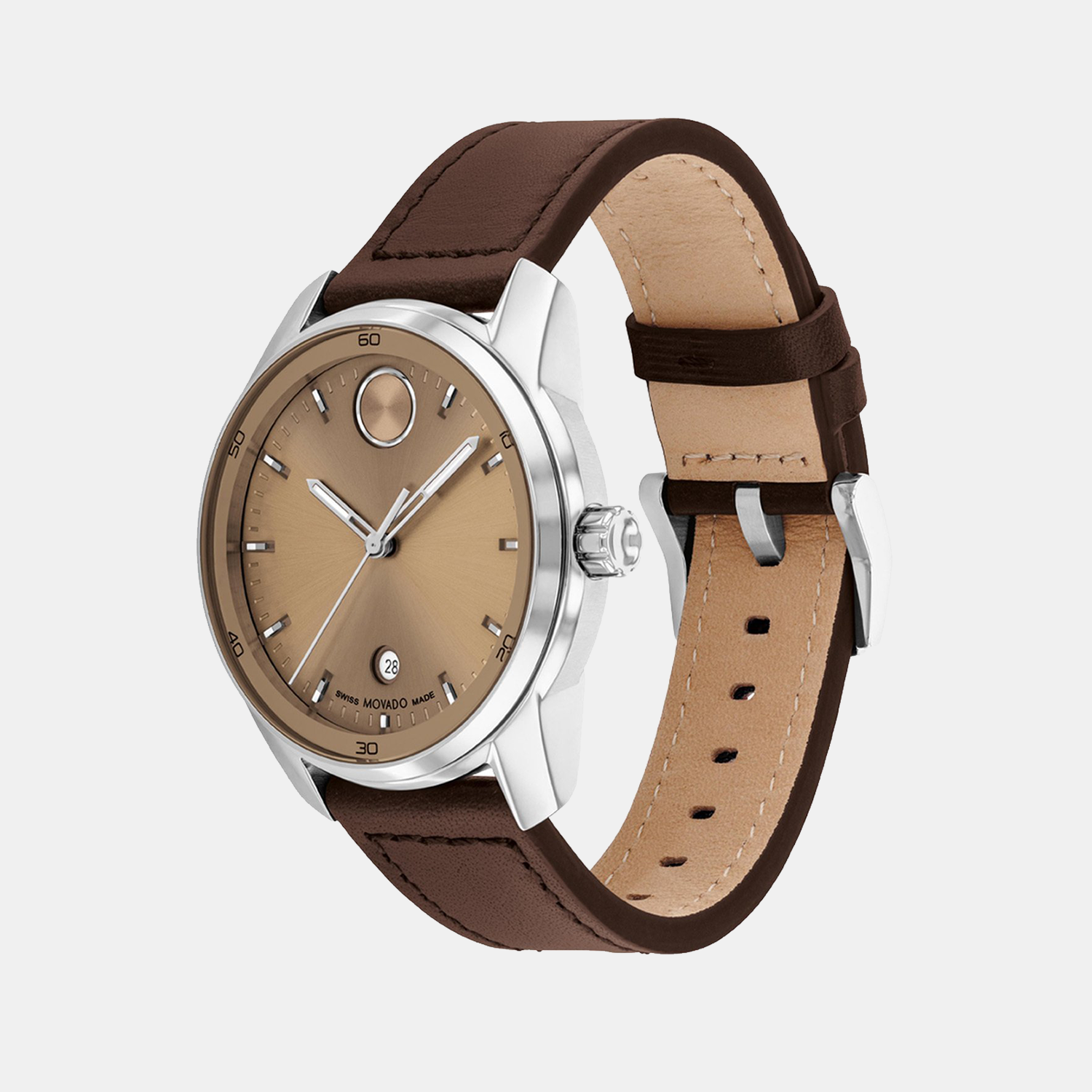 Movado Bold Men Quartz Brown Dial Analog Leather Watch 3601206 - view 2