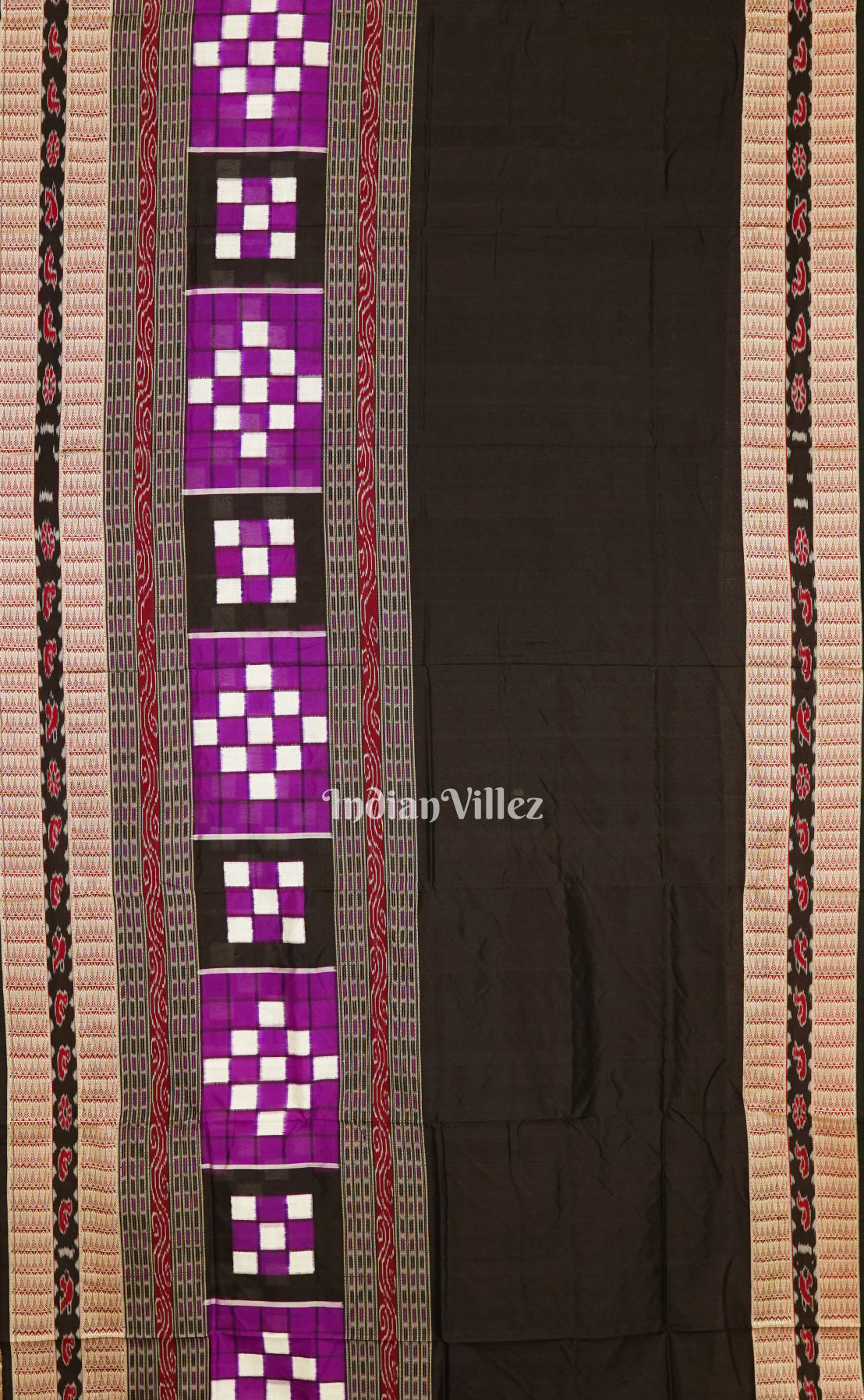 IndianVillèz Black Pasapalli Sambalpuri Ikat Silk Saree with Bichitrapuri Border - view 3
