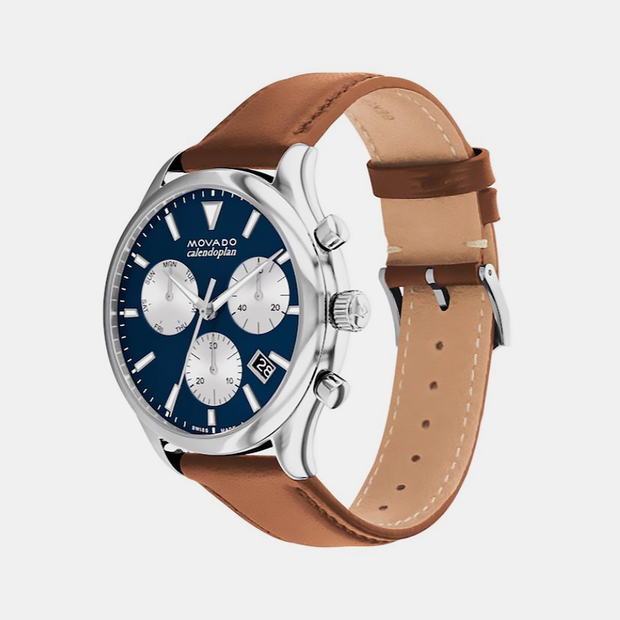 Movado Heritage Men Quartz Blue Dial Chronograph Leather Watch 3650161 - view 2