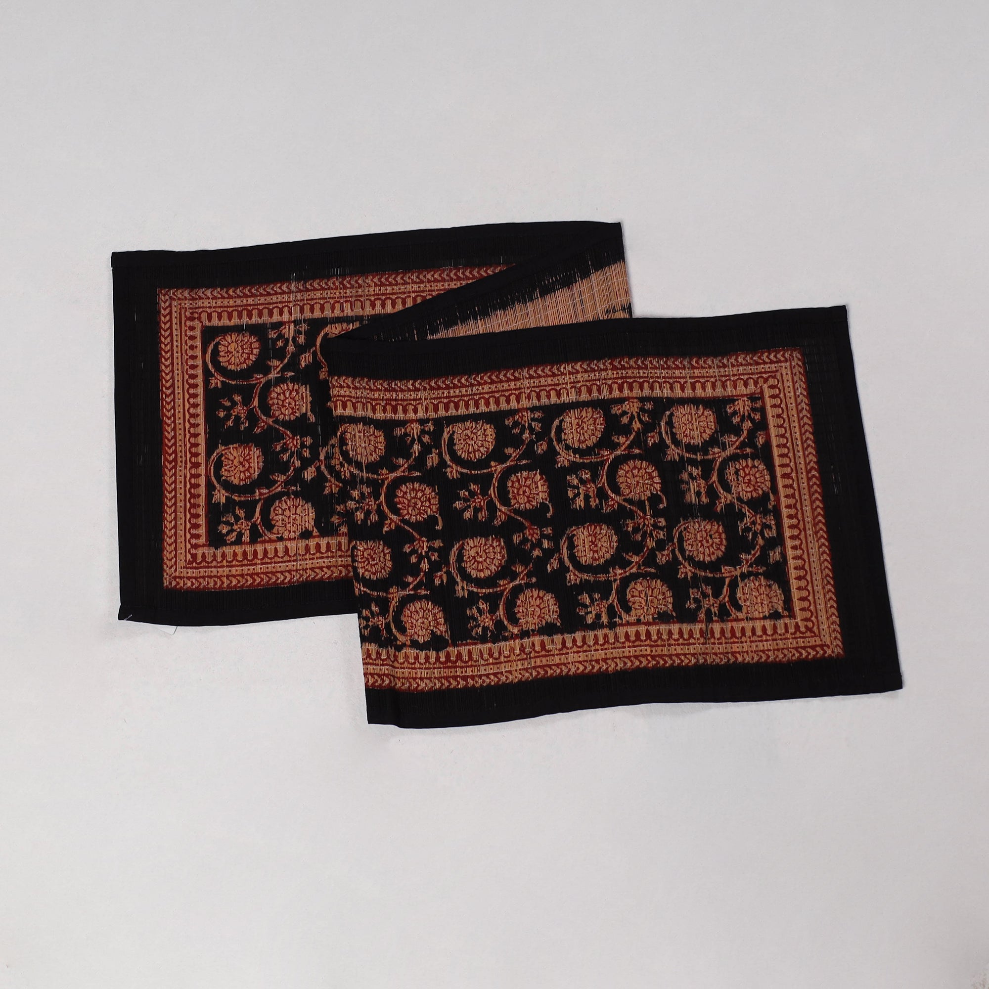 BAGH PRINTS BY MOHAMMED BILAL KHATRI Black - Natural Bamboo Bagh Block Printed Dining Table Runner 19 - view 2