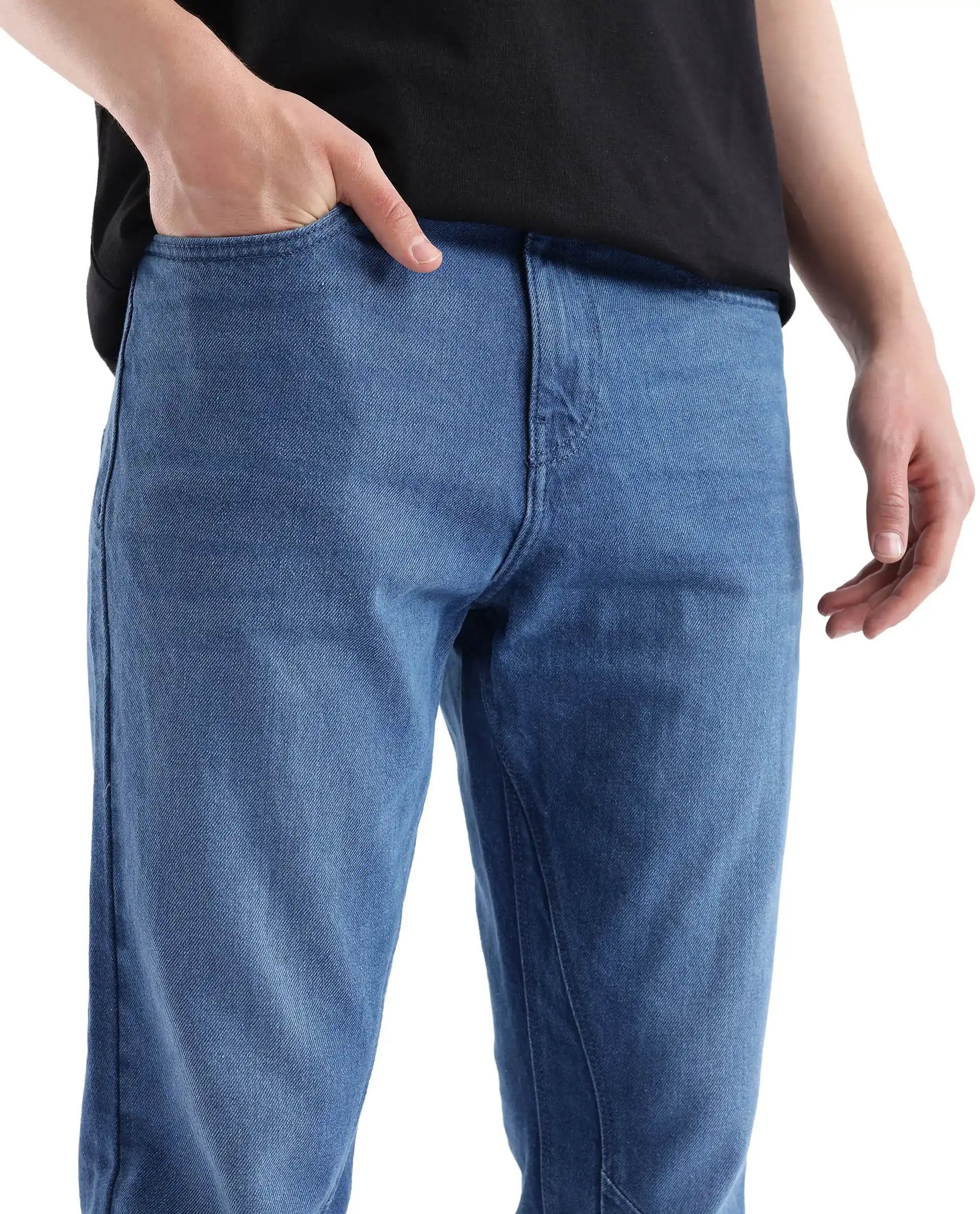Rare Rabbit Men's Kobet Blue Cotton Fabric Plain Jeans - view 7