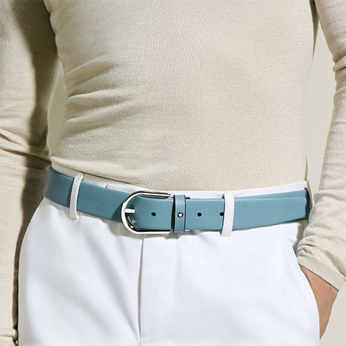 Montblanc Mont Blanc, Horseshoe Buckle Smoky Blue 35 mm Leather Belt - view 2