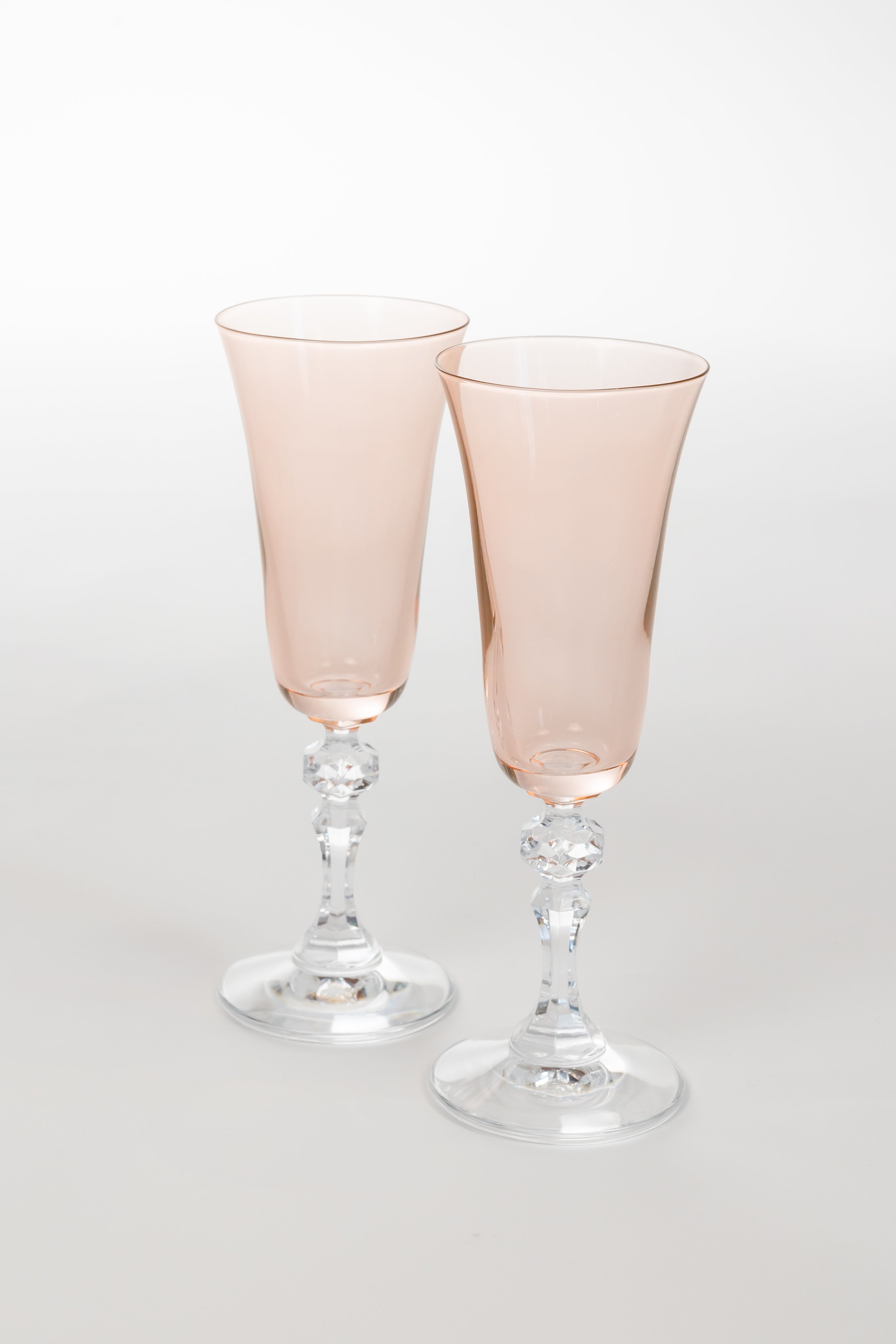 Estelle Colored Glass Estelle Colored Regal Flute With Clear Stem - Set of 2 {Blush Pink} - view 2