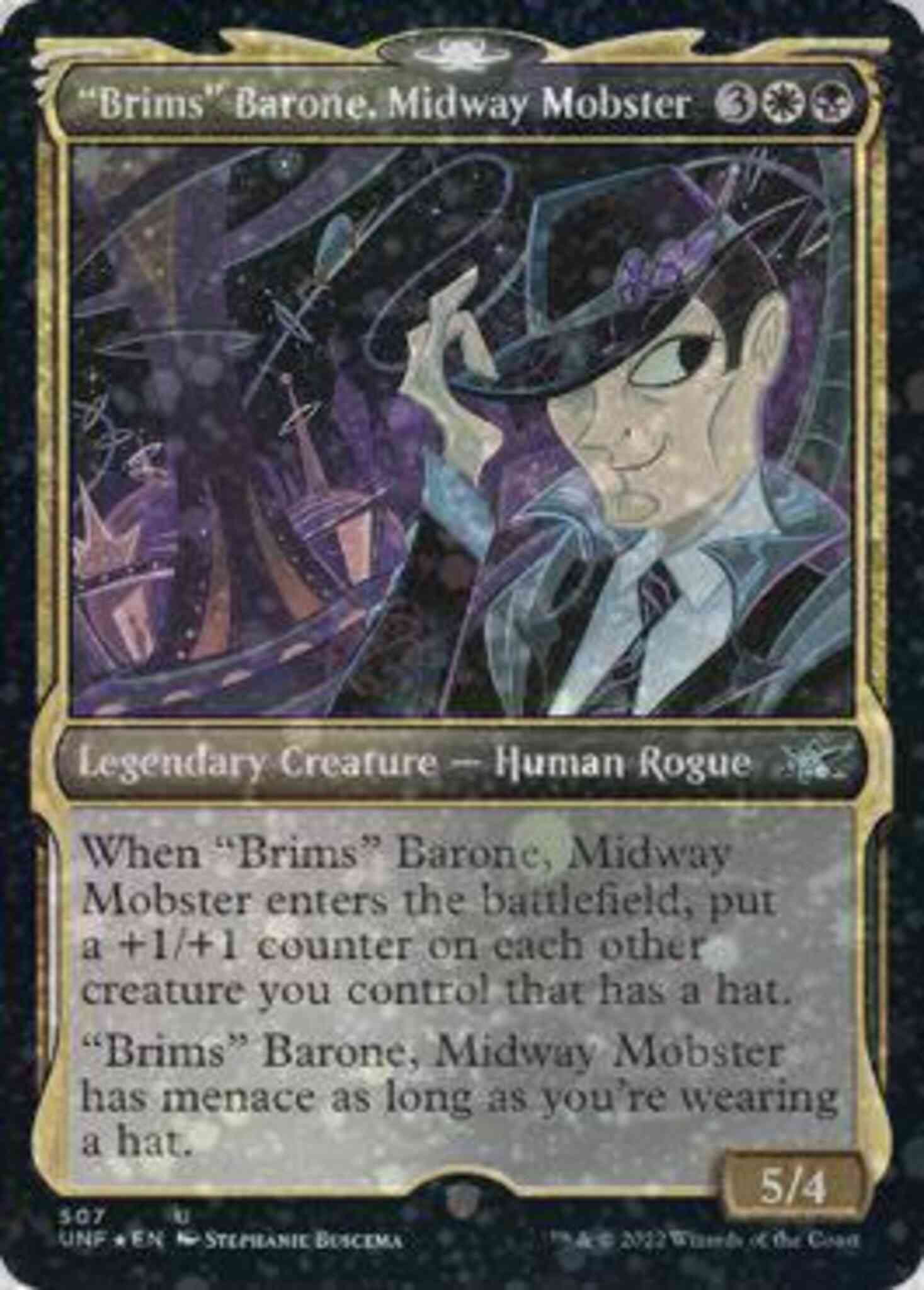 Brims barone midway – Magic "Brims" Barone, Midway Mobster [507] [Showcase Cards of Tomorrow] [Unfinity] [Galaxy Foil]