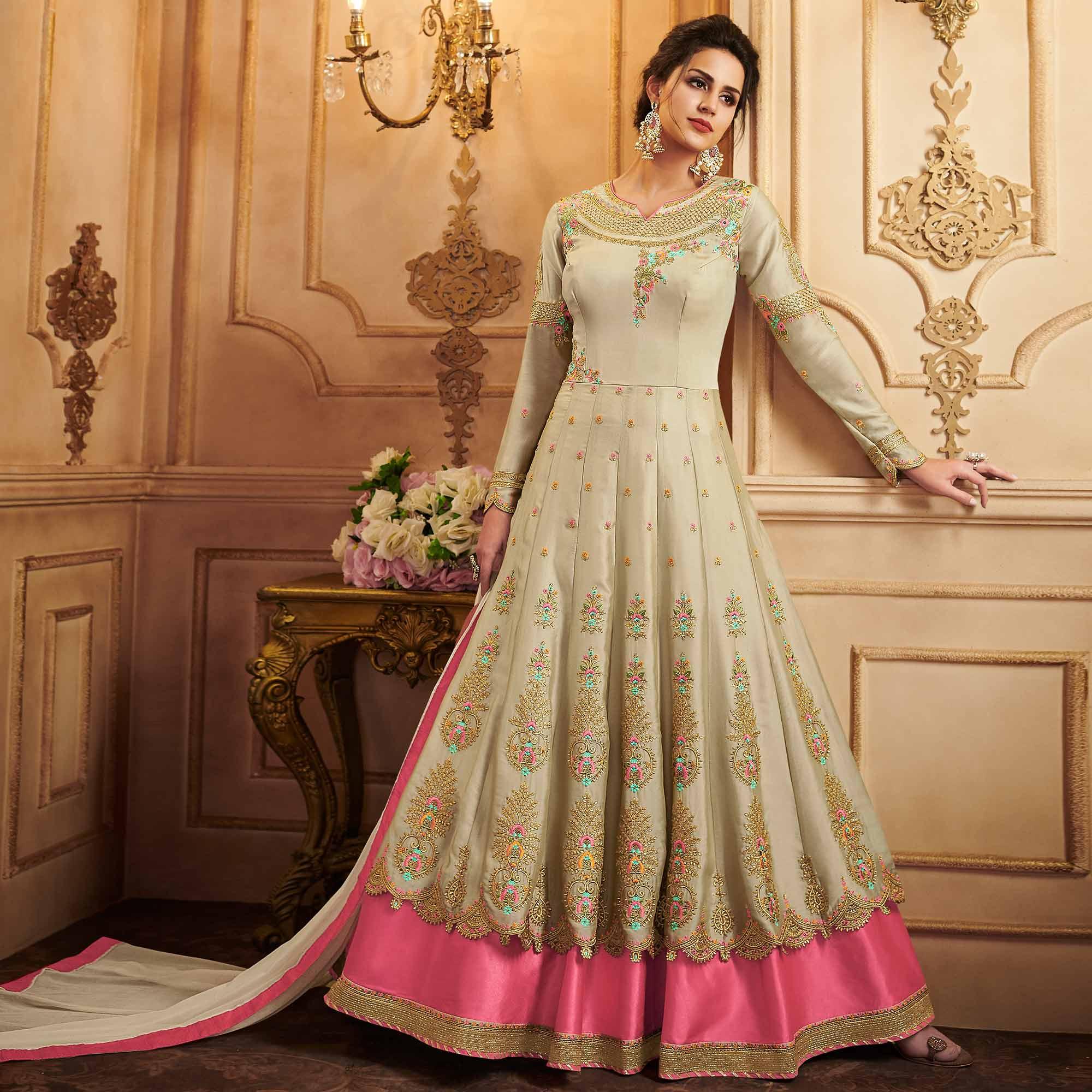 Peachmode Seller Chiku Partywear Embroidered Georgette Anarkali Suit