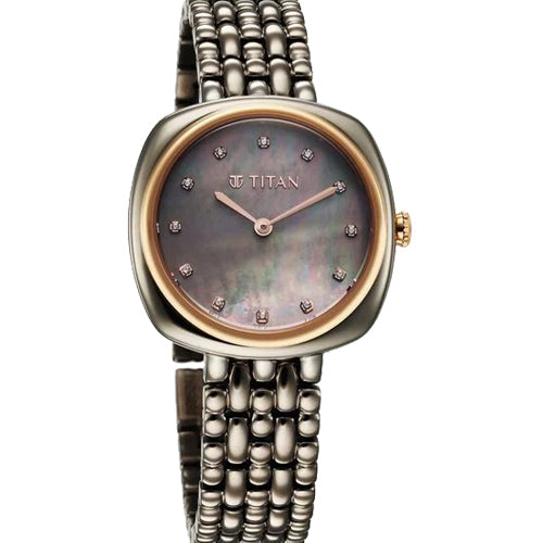 Titan Aura Quartz Analog Titanium Mother of Pearl Dial Titanium Stainless Steel Strap Watch for Women 32mm NT95241KM02 - view 2