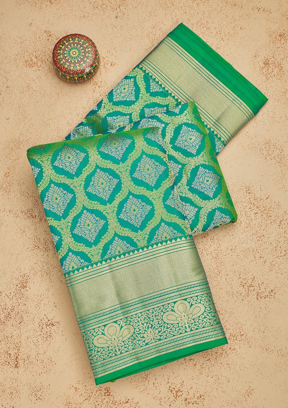 Koskii Rama Green Zariwork Pure Silk Saree – Women's
