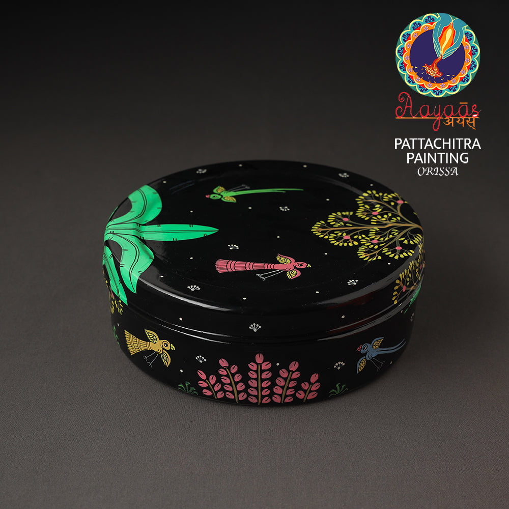 AAYAAS Black - Odisha Pattachitra Painting Stainless Steel Masala Box