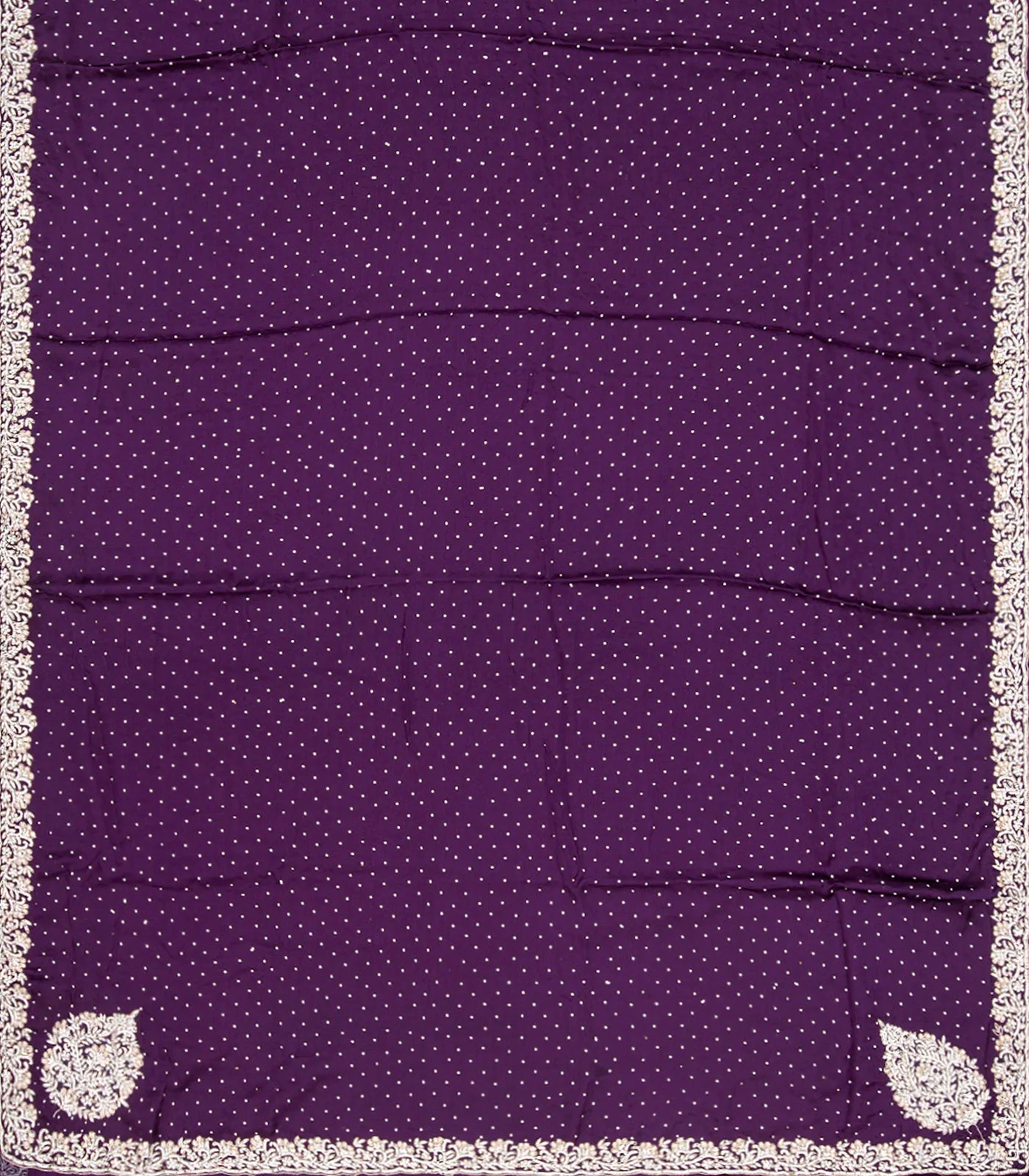 RmKV Dark Purple Woven Crepe Silk Saree With Embroidered Sequin Motifs-Purple - view 2