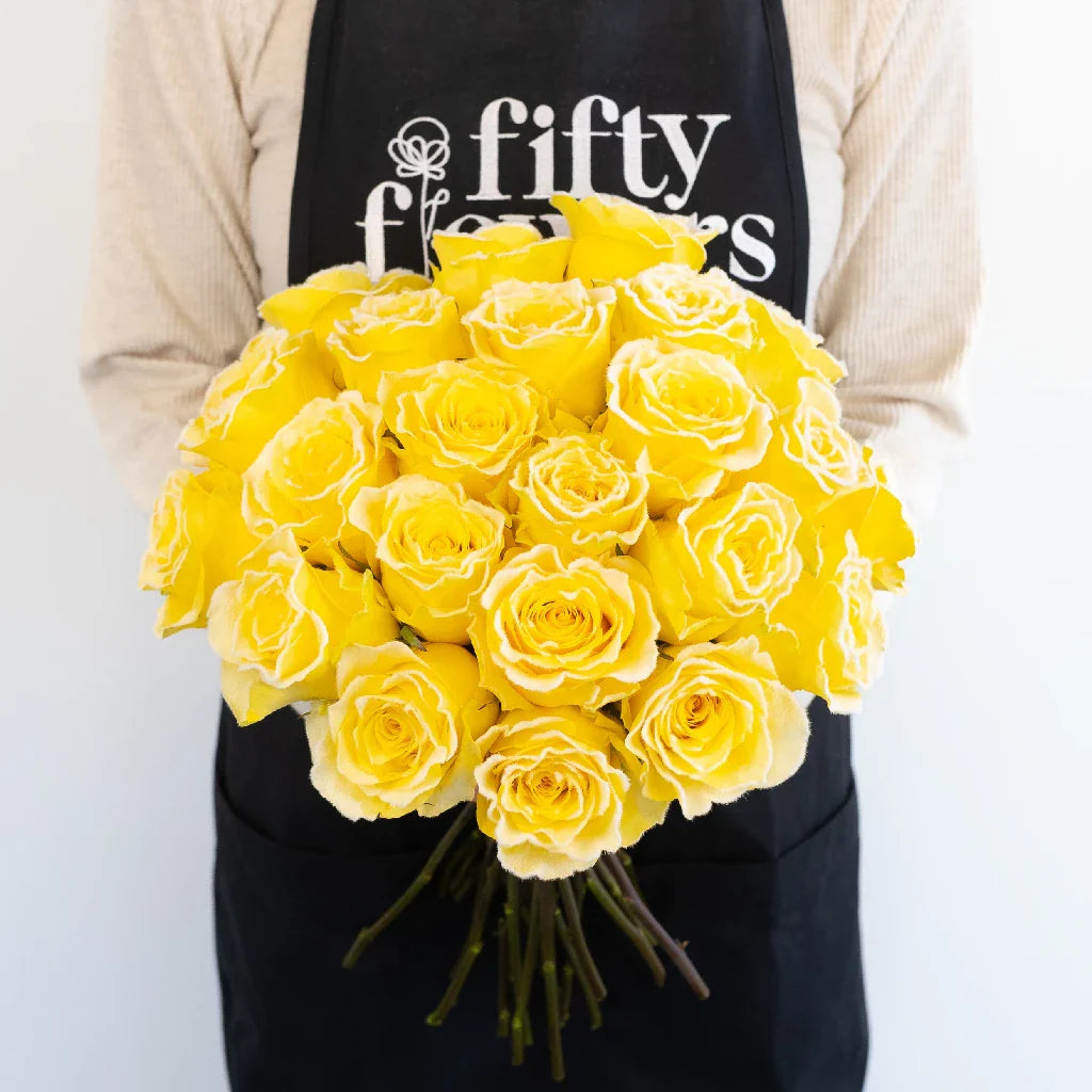 FiftyFlowers Rise and Shine Yellow Fuzzy Roses