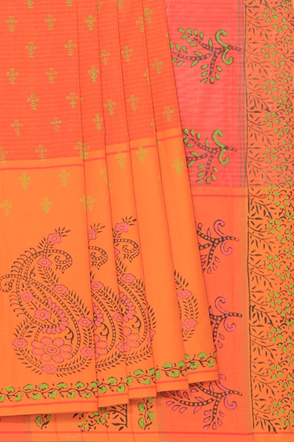 Kalanjali Ethnics Hand block printed cotton saree