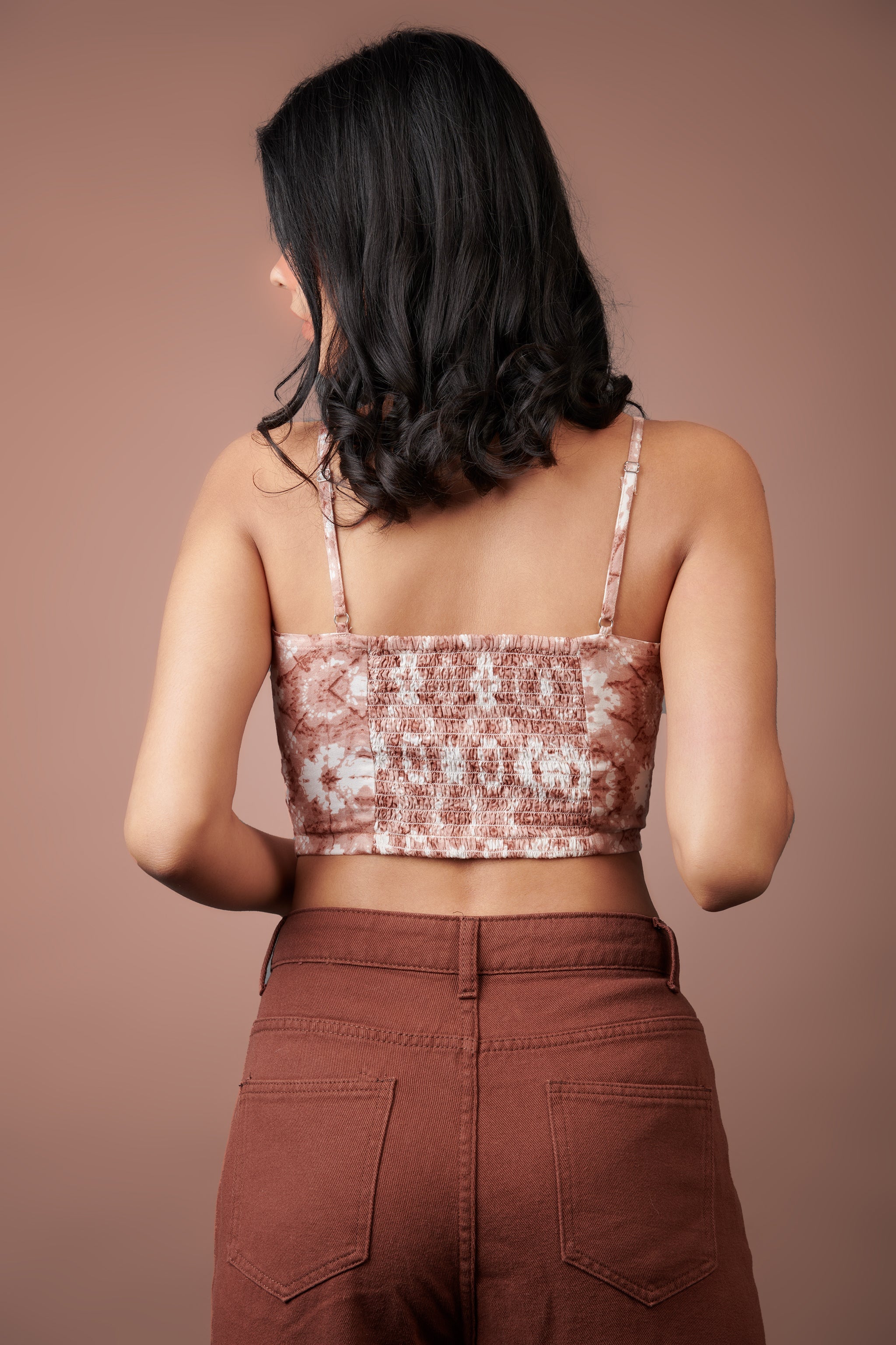 Indie Tie Dye Scarf Top – Brown - view 4
