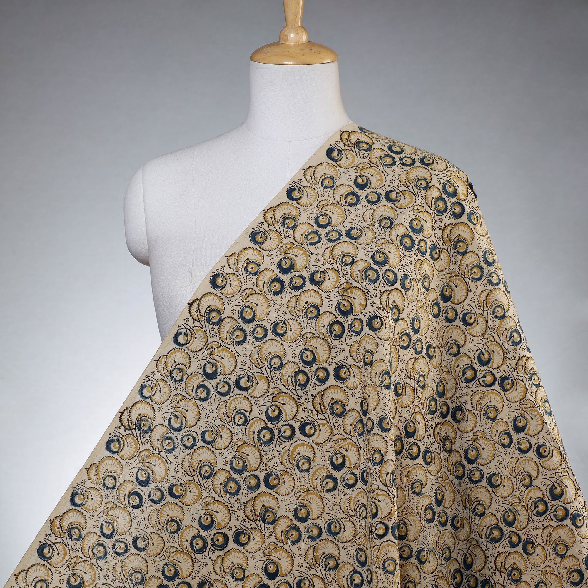 PITCHUKA SRINIVAS KALAMKARI PEDANA Beige - Pedana Kalamkari Block Printed Cotton Fabric