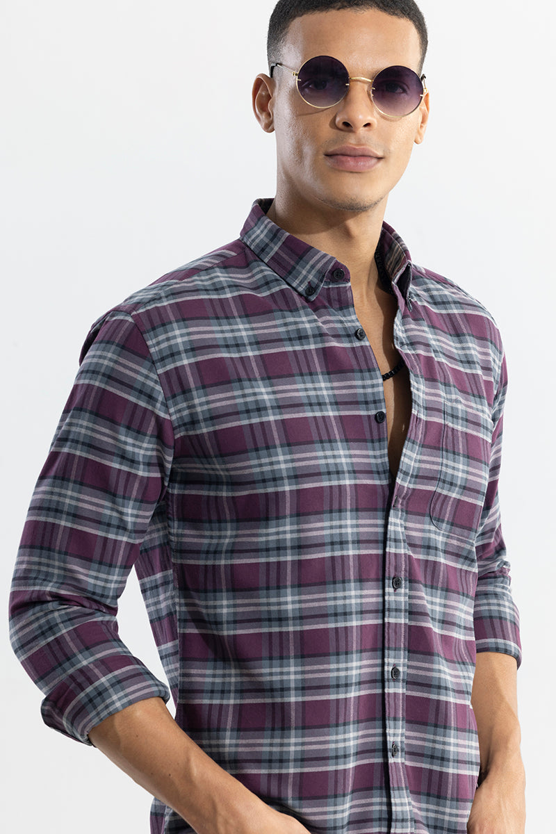 SNITCH Tartan Twist Purple Checks Shirt - view 5