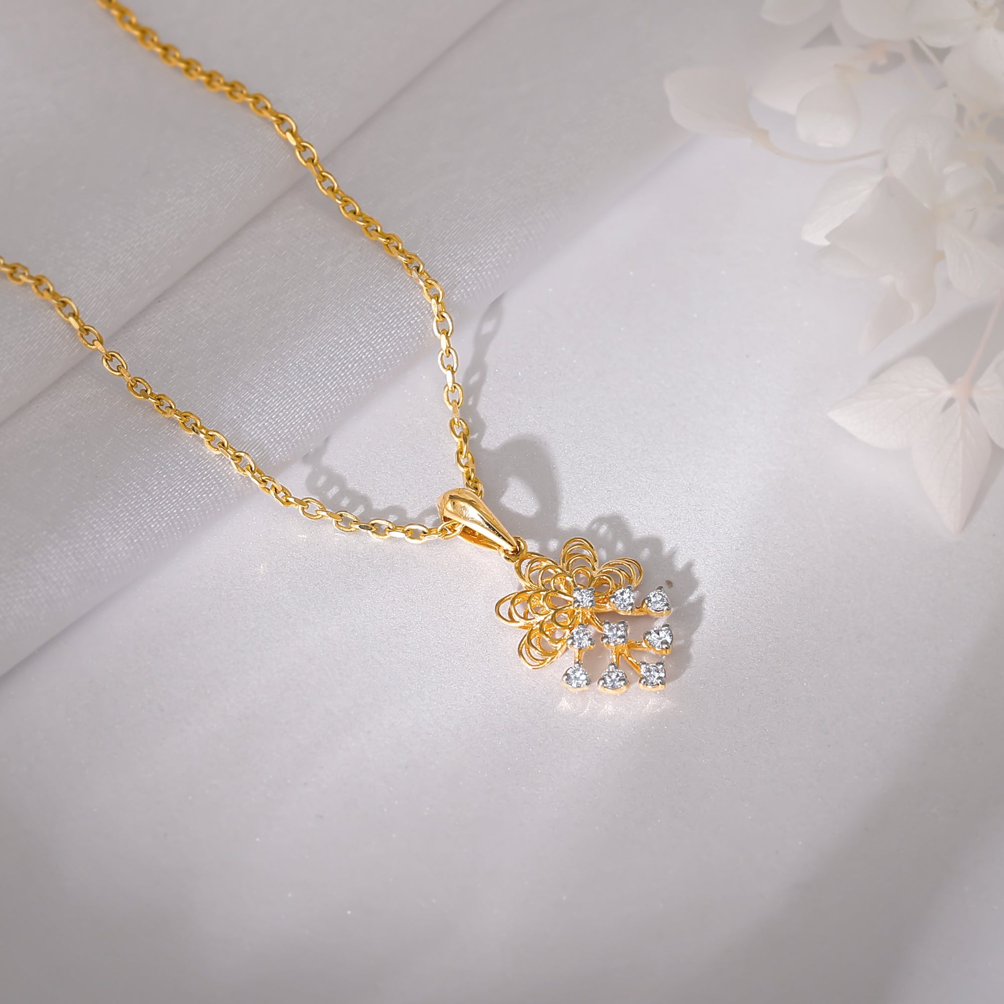 GIVA Jewellery Gold Marigold Diamond Pendant - view 2