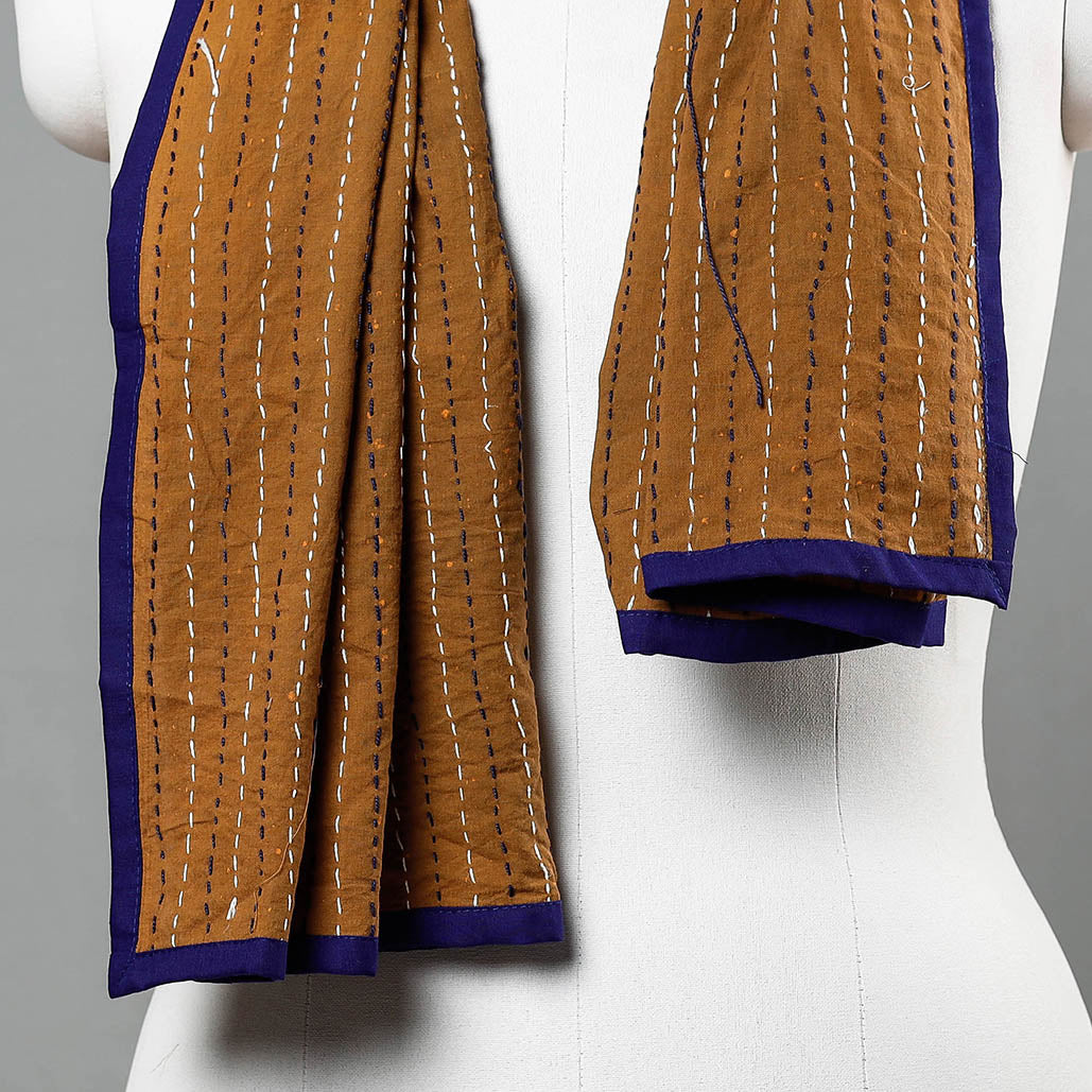 ARTISAN HAND BLOCK PRINTS Brown - Bagru Block Printed Tagai Work Cotton Stole - view 3
