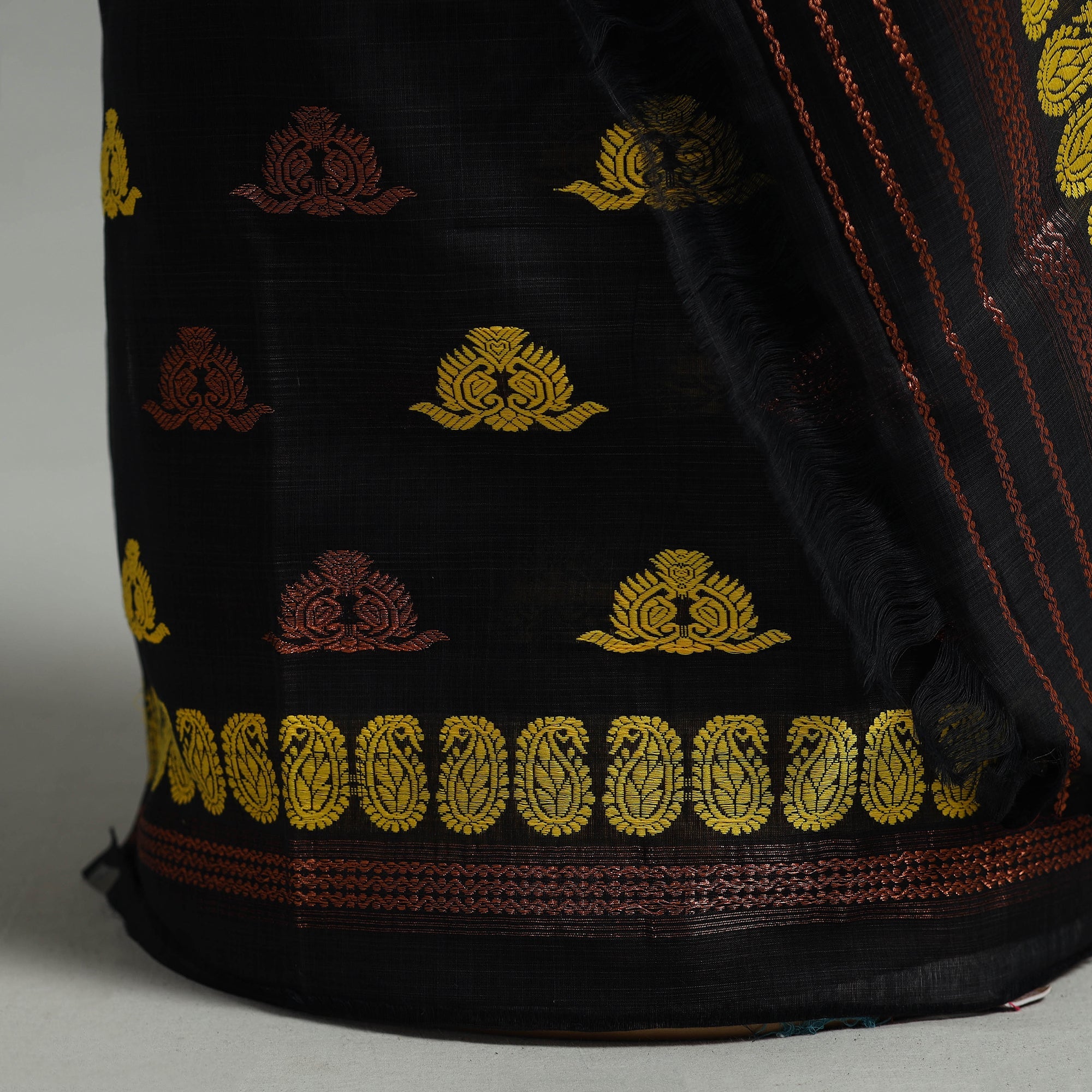 WEAVE INDIA BY SHEIKH MOIDUN NILUFAR Black - Assam Handloom Tussar Mekhela Chador with Blouse Piece 14 - view 4