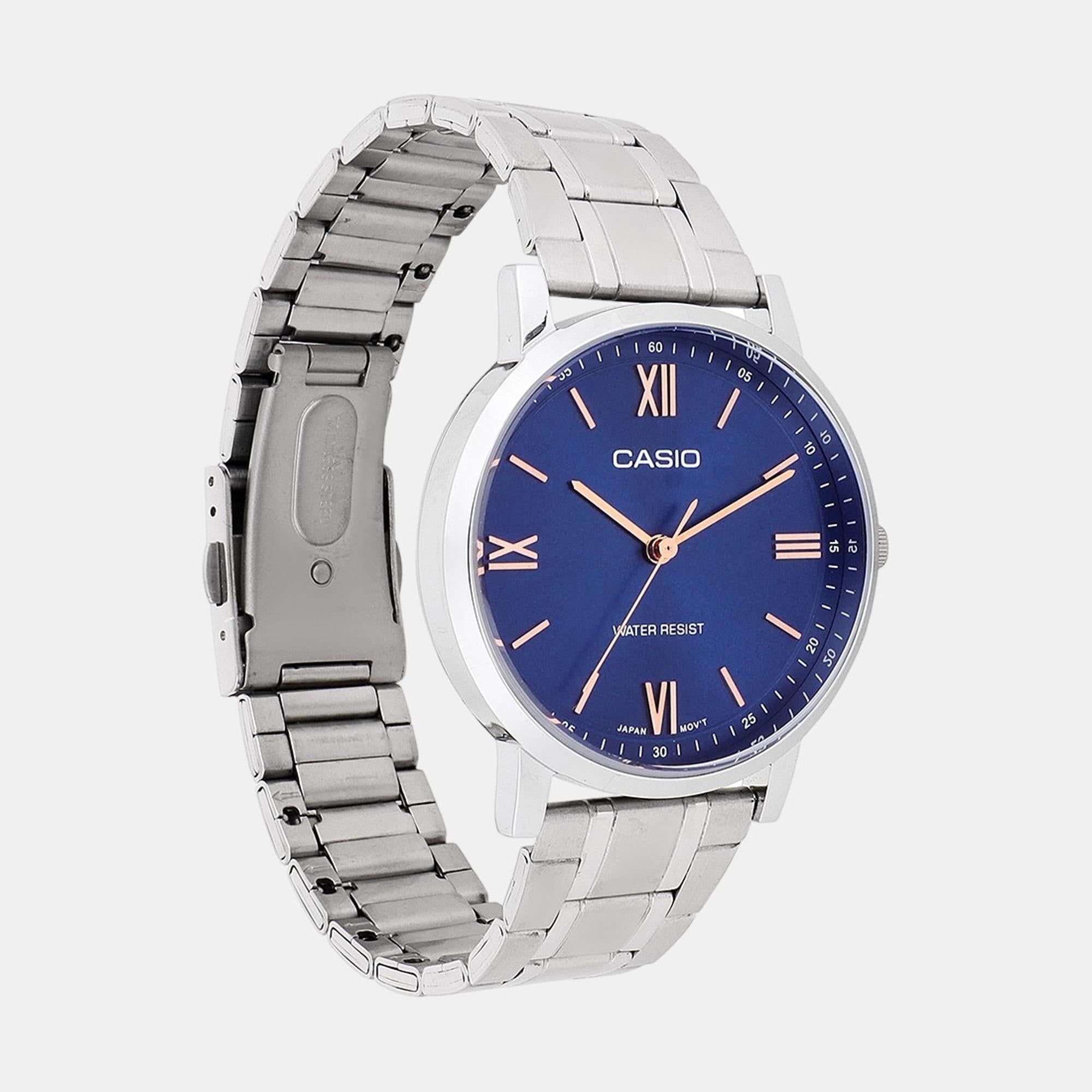 Casio Enticer Men Quartz Blue Dial Analog Stainless Steel Watch A2154 - view 3