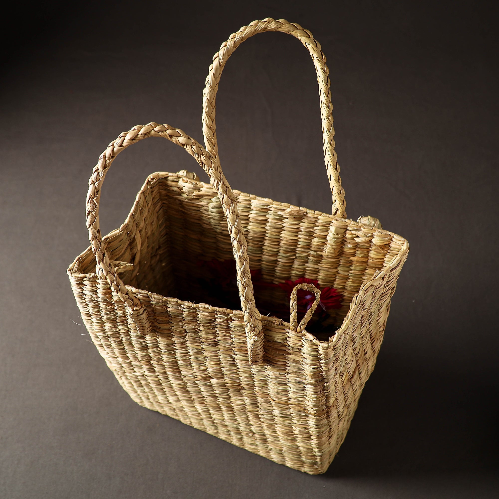 ITOKRI CRAFTS INITIATIVE Beige - Handcrafted Natural Water Reed Embroidered Shopping Bag - view 5