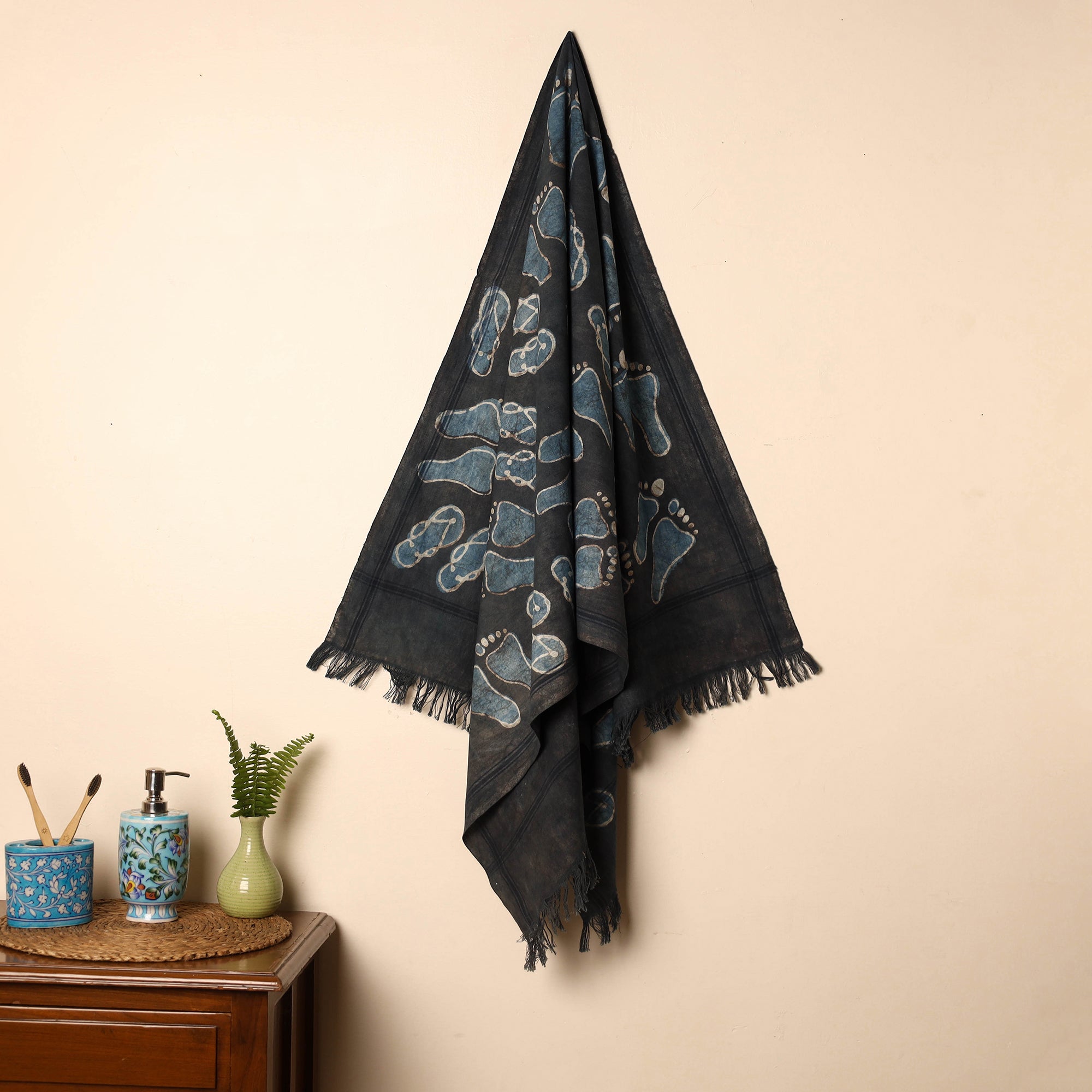 BINDAAS UNLIMITED Black - Handloom Block Printed Cotton Bindaas Towel 20