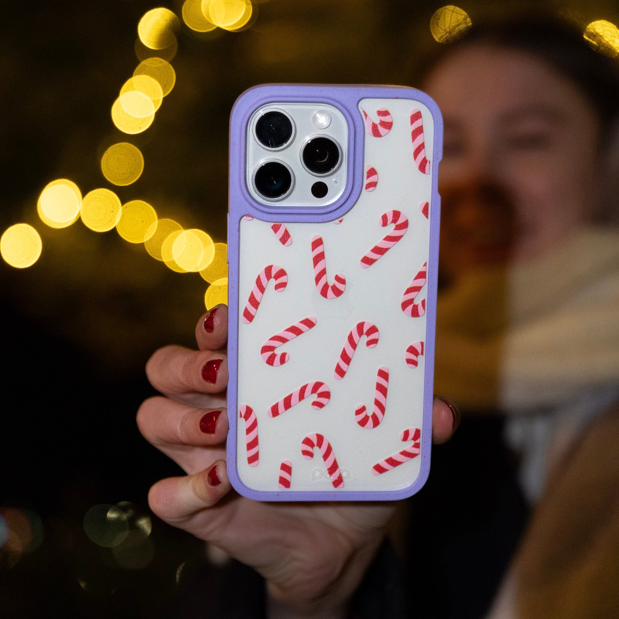 BlackTree Clear Candy Cane Chaos iPhone 14 Case With Lavender Ridge - view 2