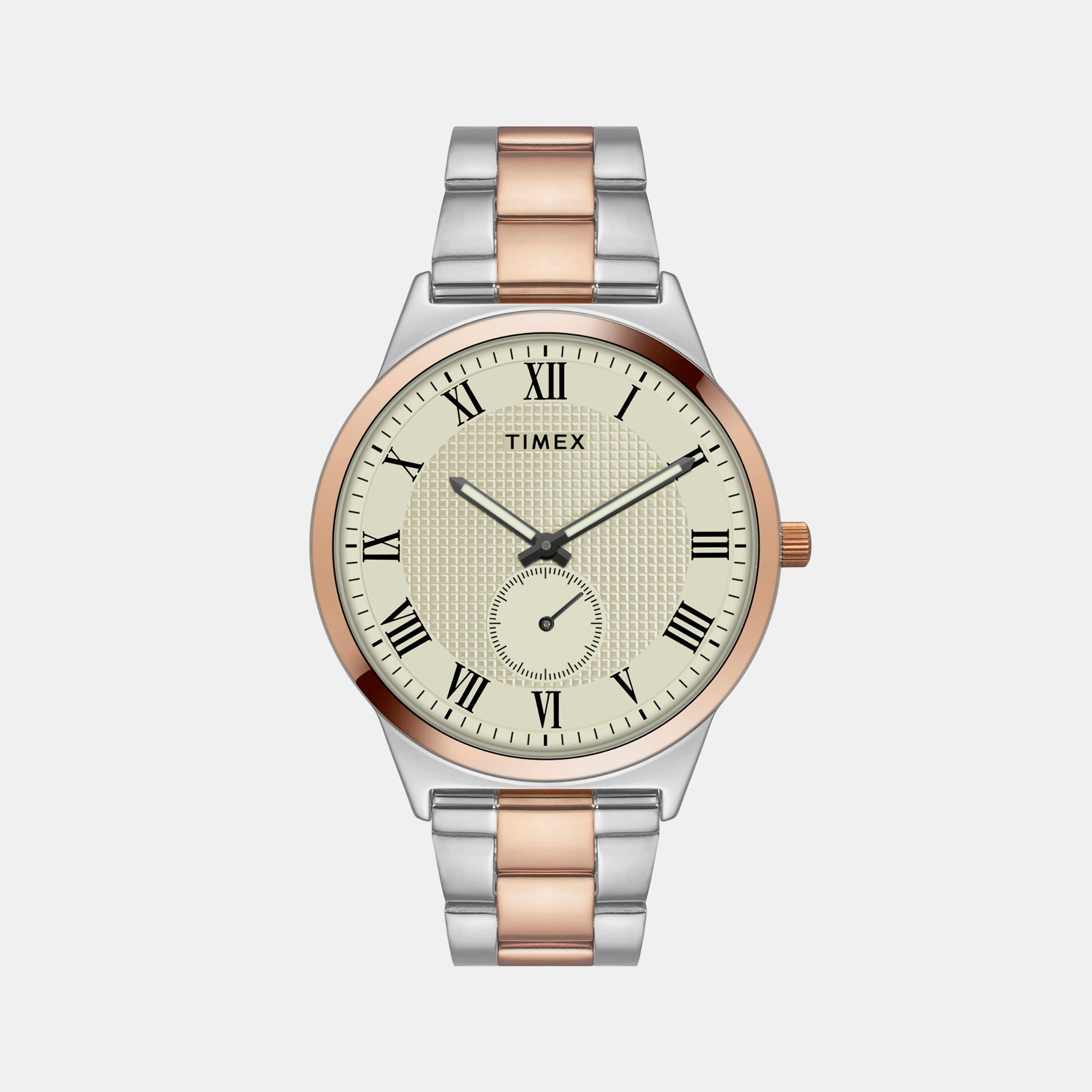 Timex Classics Men Quartz Beige Dial Analog Stainless Steel Watch TWTG10008