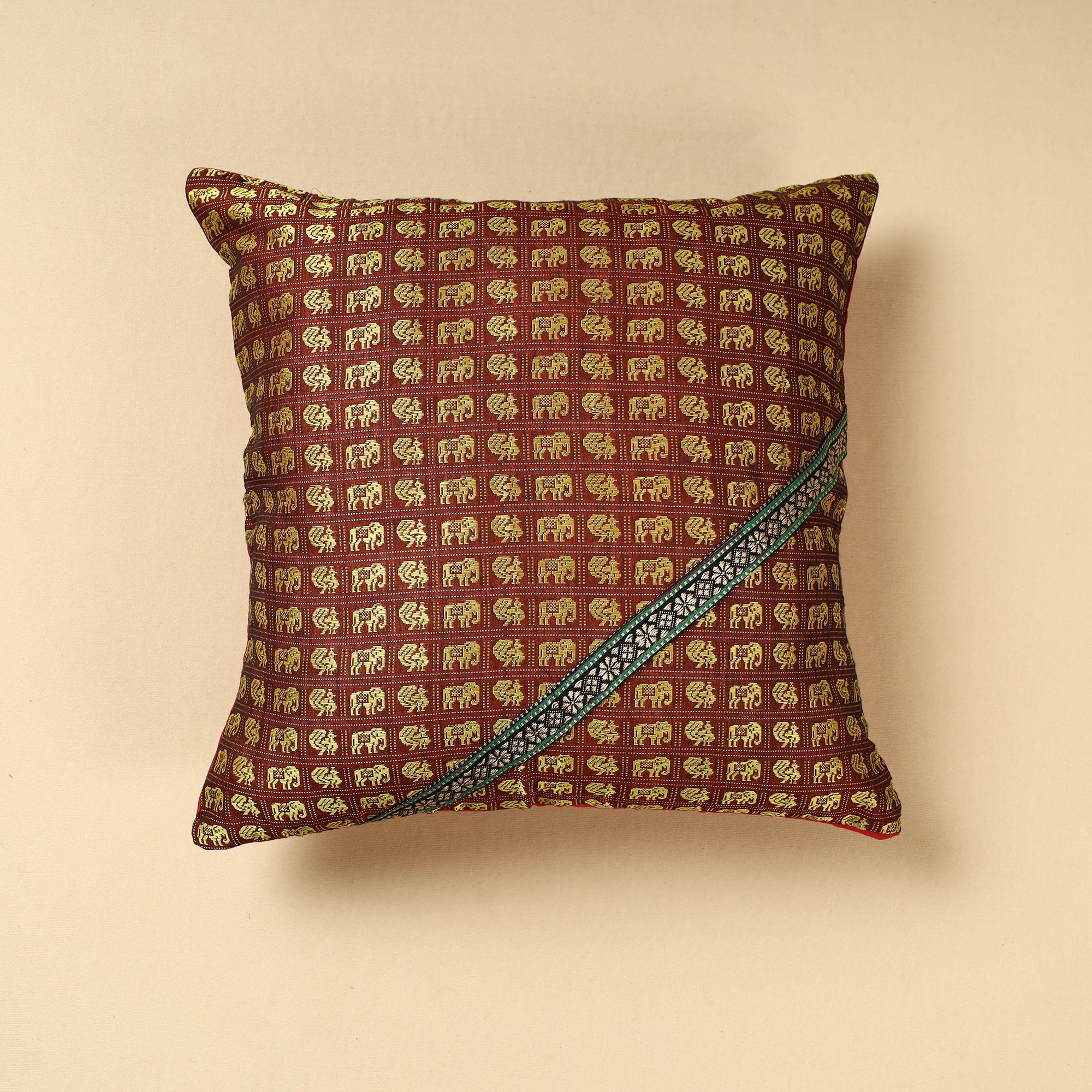 NOORI BAZAR Brown - Khun Weave Cotton Cushion Cover (16 x 16 in)
