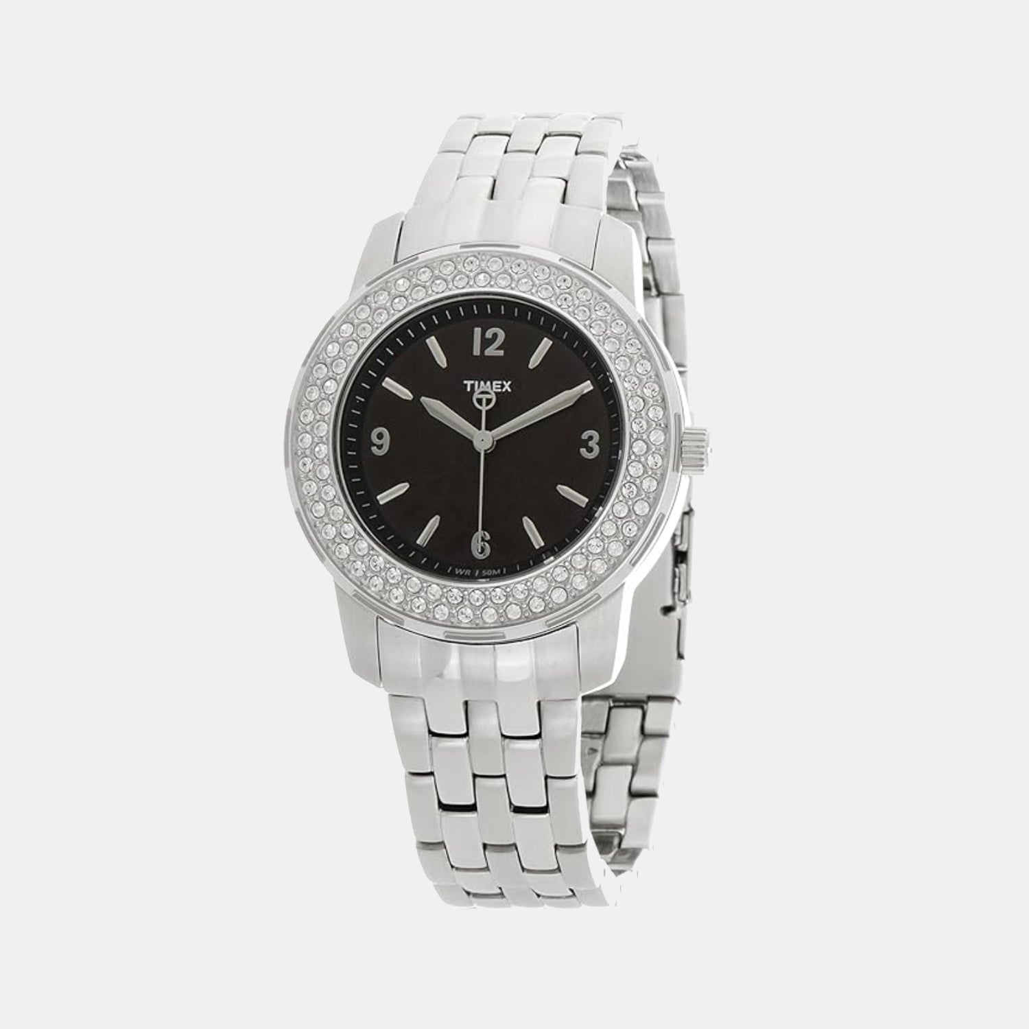 Timex Fashion Women Quartz Black Dial Analog Stainless Steel Watch T2N147