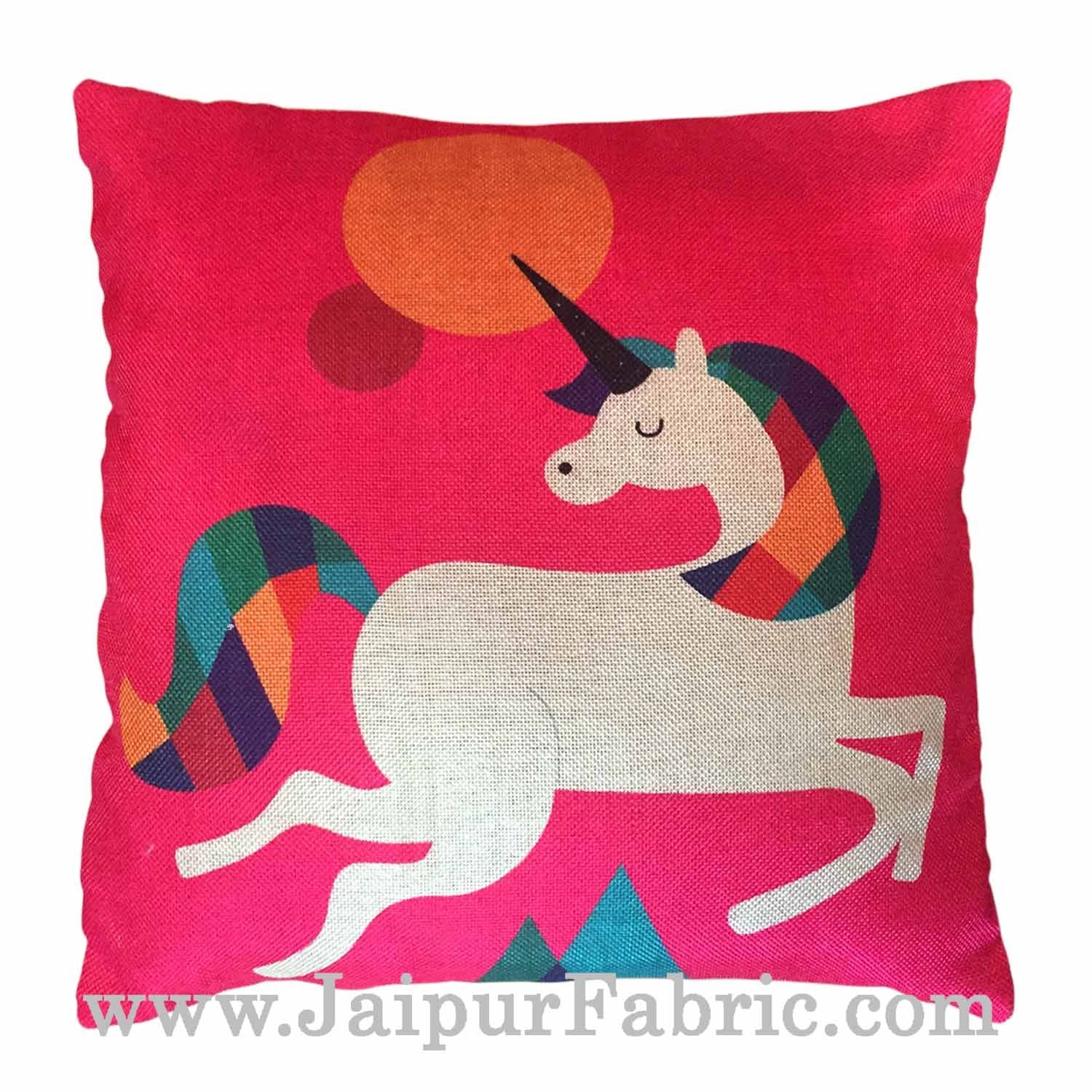 JaipurFabric® Jute Cushion Cover Digital Unicorn