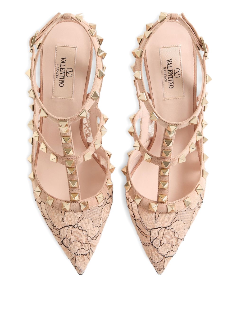 Valentino Garavani Rockstud Lace Pump With Straps 100Mm - view 4